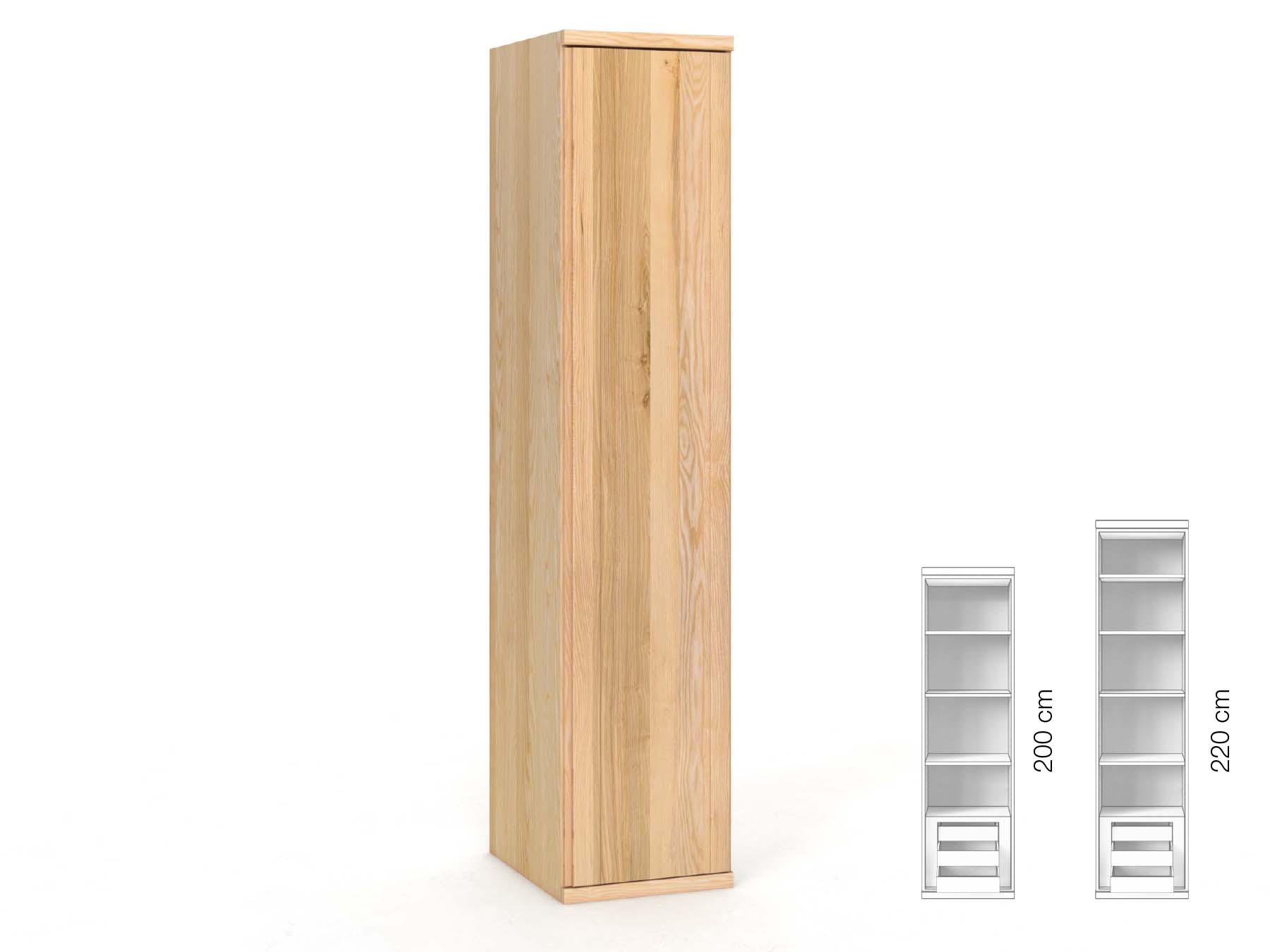 Eschenschrank „Egon“, 1-türig, Höhe 220 cm, Griffausführung „Patrizia“, Inneneinrichtung: C, Türanschlag rechts