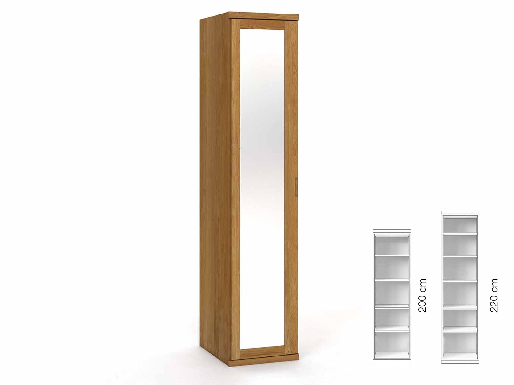 Eichenschrank „Sandra“, 1-türig, Höhe 220 cm, Griffausführung „Lukas“, Inneneinrichtung: B, Türanschlag links