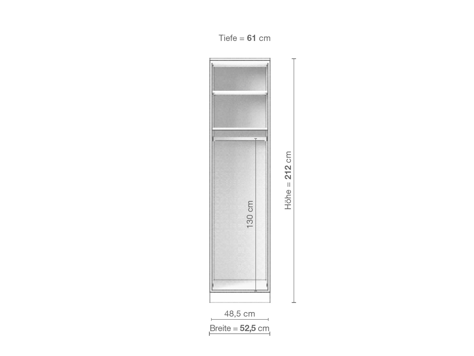 Buchenschrank „Ramon“, 1-türig, Höhe 212 cm, Inneneinrichtung A