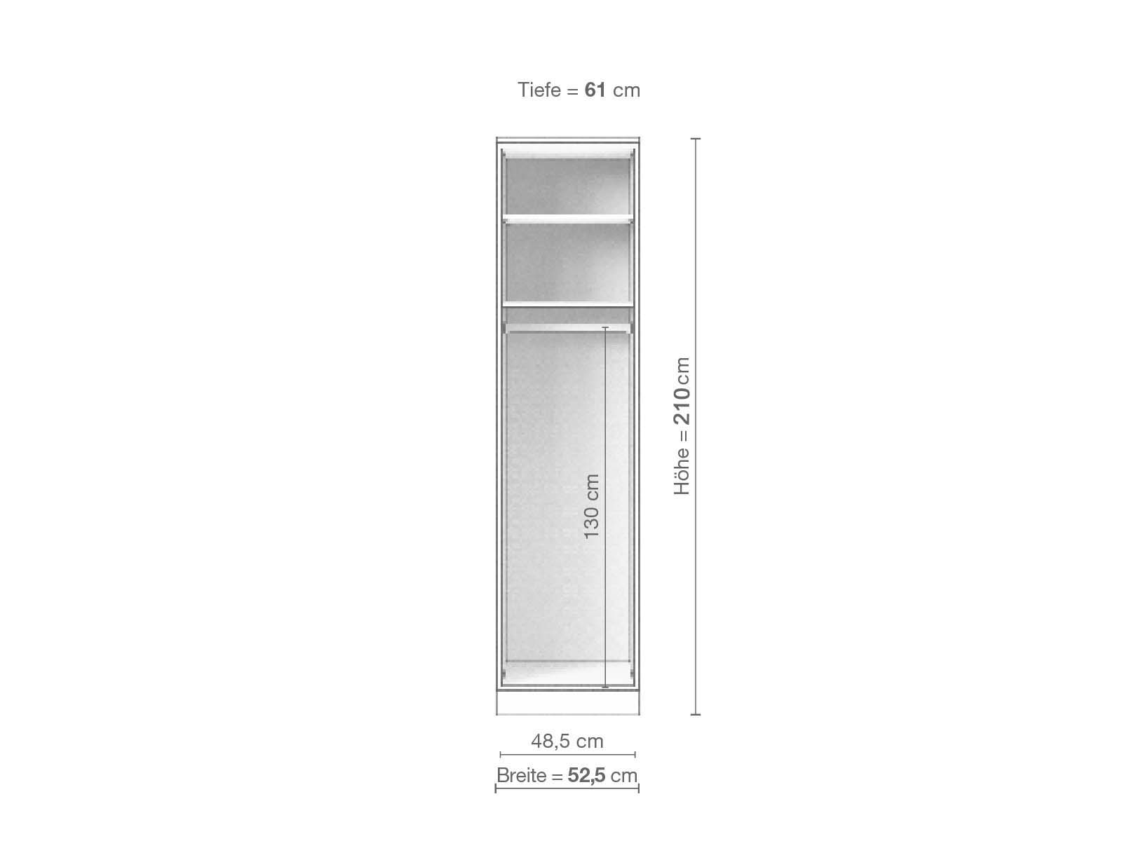 Eschenschrank „Alpenrose“, 1-türig, Höhe 210 cm, Inneneinrichtung A