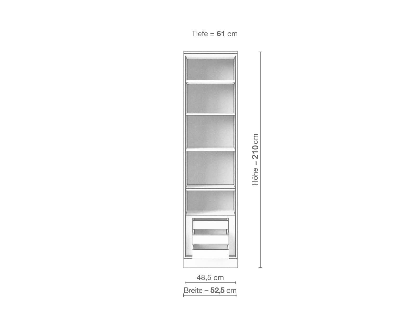 Eschenschrank „Alpenrose“, 1-türig, Höhe 210 cm, Inneneinrichtung C