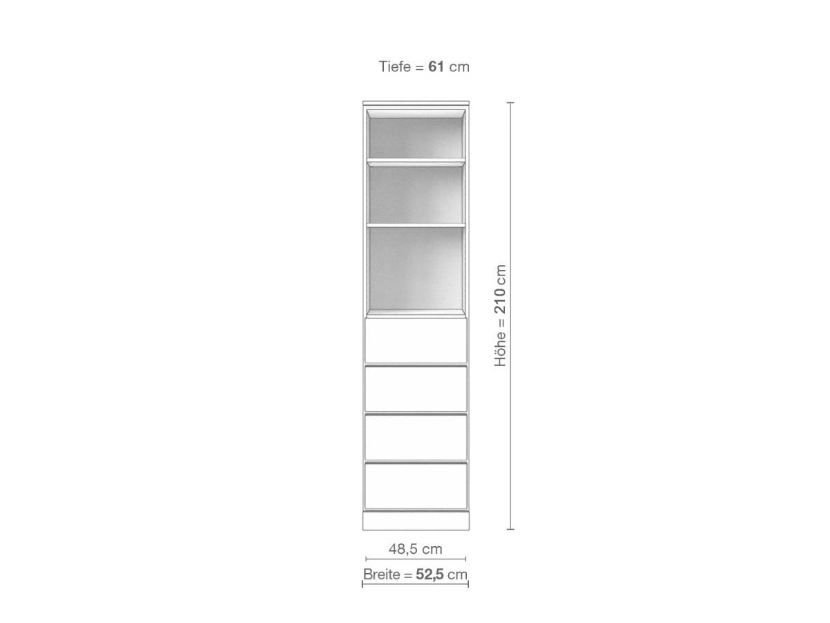 Eschenschrank „Alpenrose“, 1-türig, Höhe 210 cm, Inneneinrichtung D