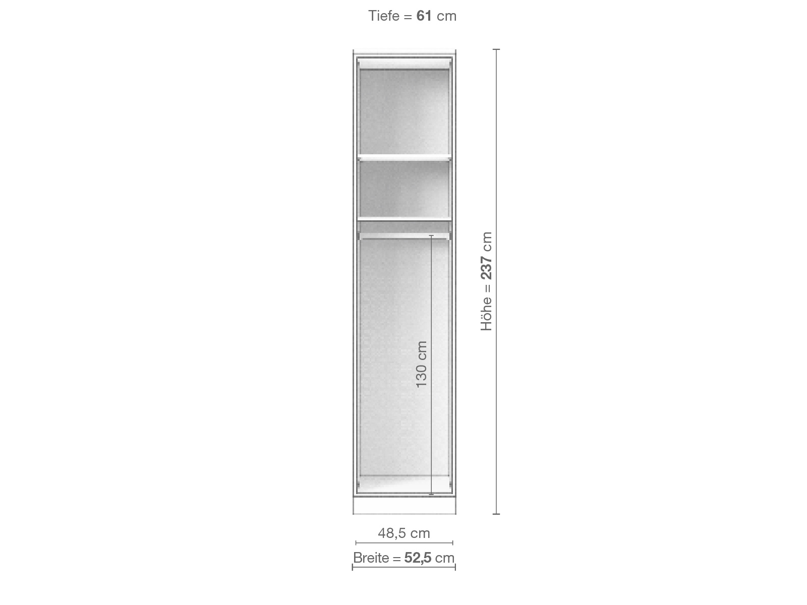 Buchenschrank „Ramon“, 1-türig, Höhe 237 cm, Inneneinrichtung A