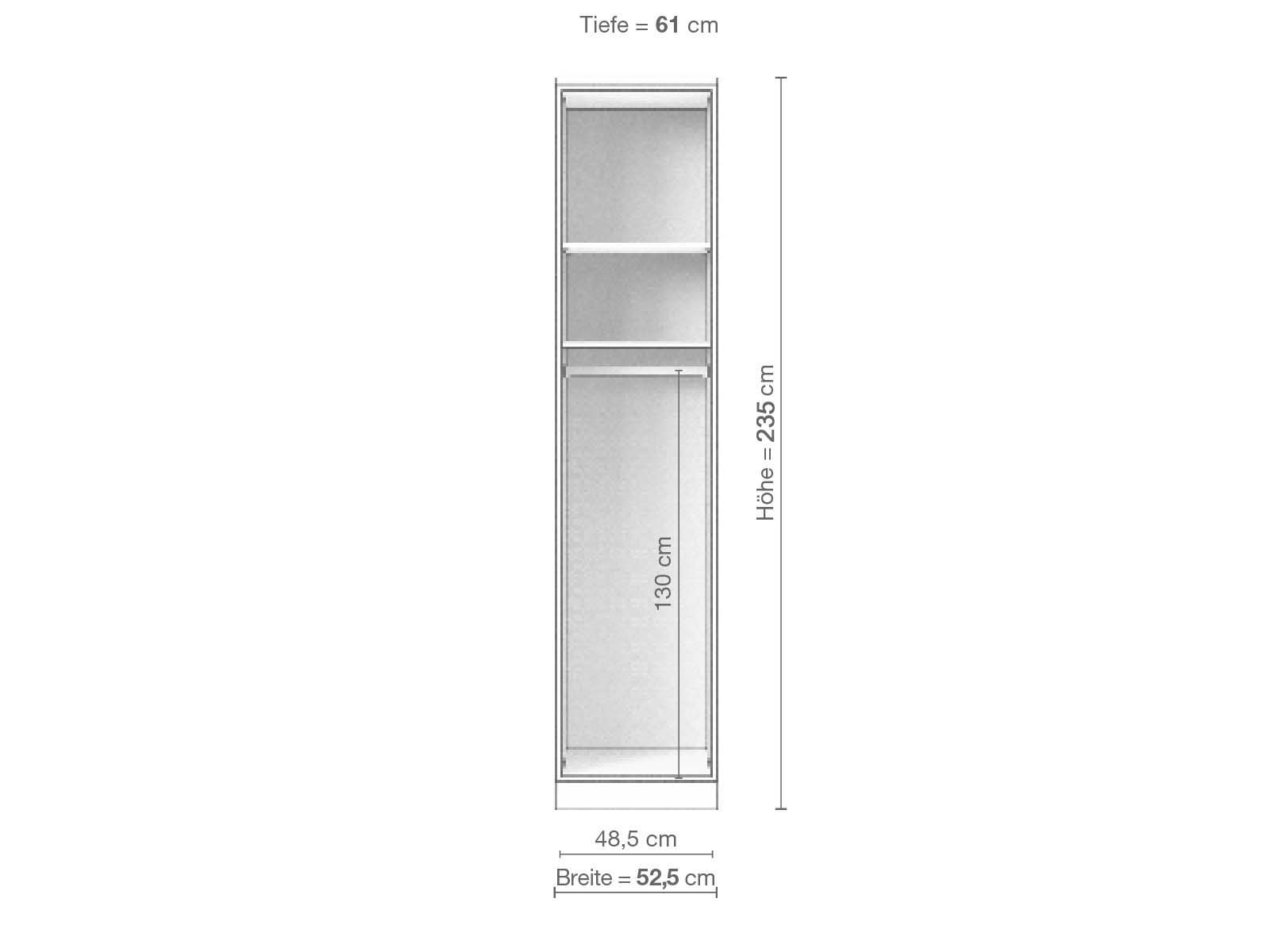 Eschenschrank „Alpenrose“, 1-türig, Höhe 235 cm, Inneneinrichtung A