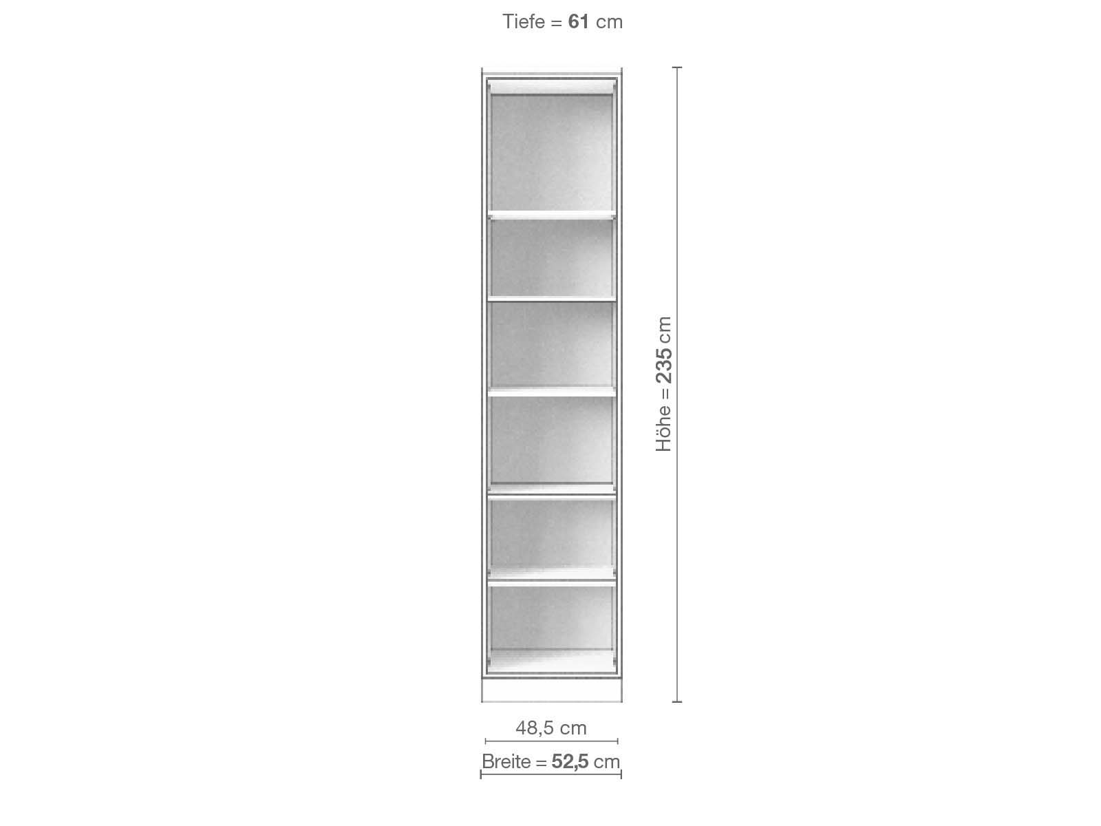 Eschenschrank „Alpenrose“, 1-türig, Höhe 235 cm, Inneneinrichtung B