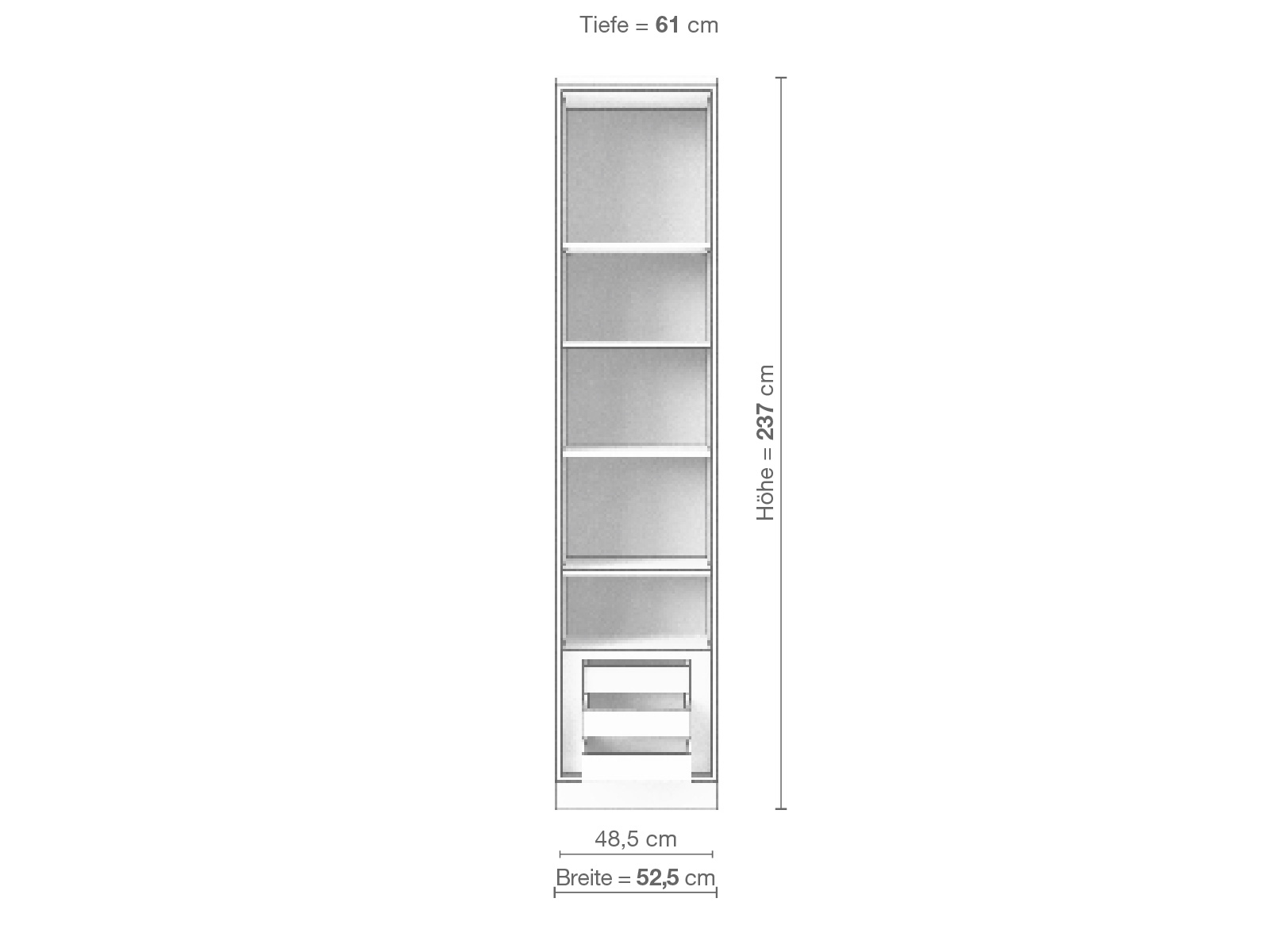Buchenschrank „Ramon“, 1-türig, Höhe 237 cm, Inneneinrichtung C