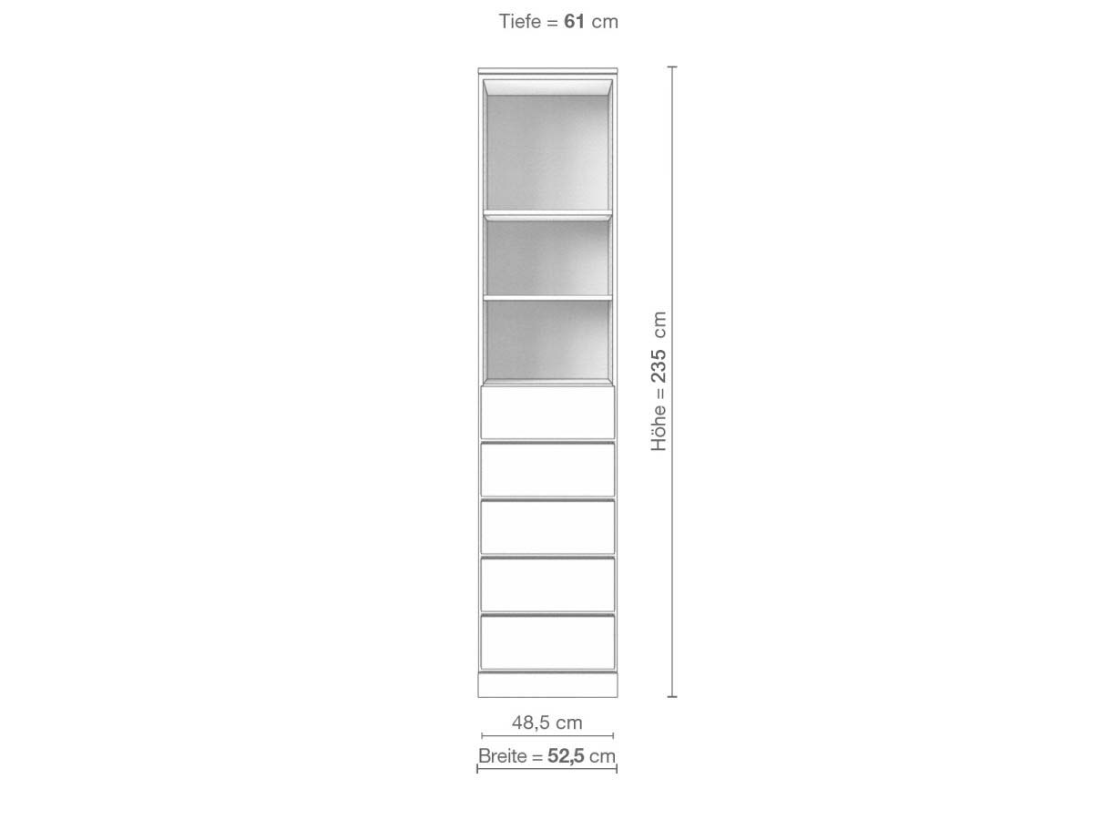 Eschenschrank „Alpenrose“, 1-türig, Höhe 235 cm, Inneneinrichtung D