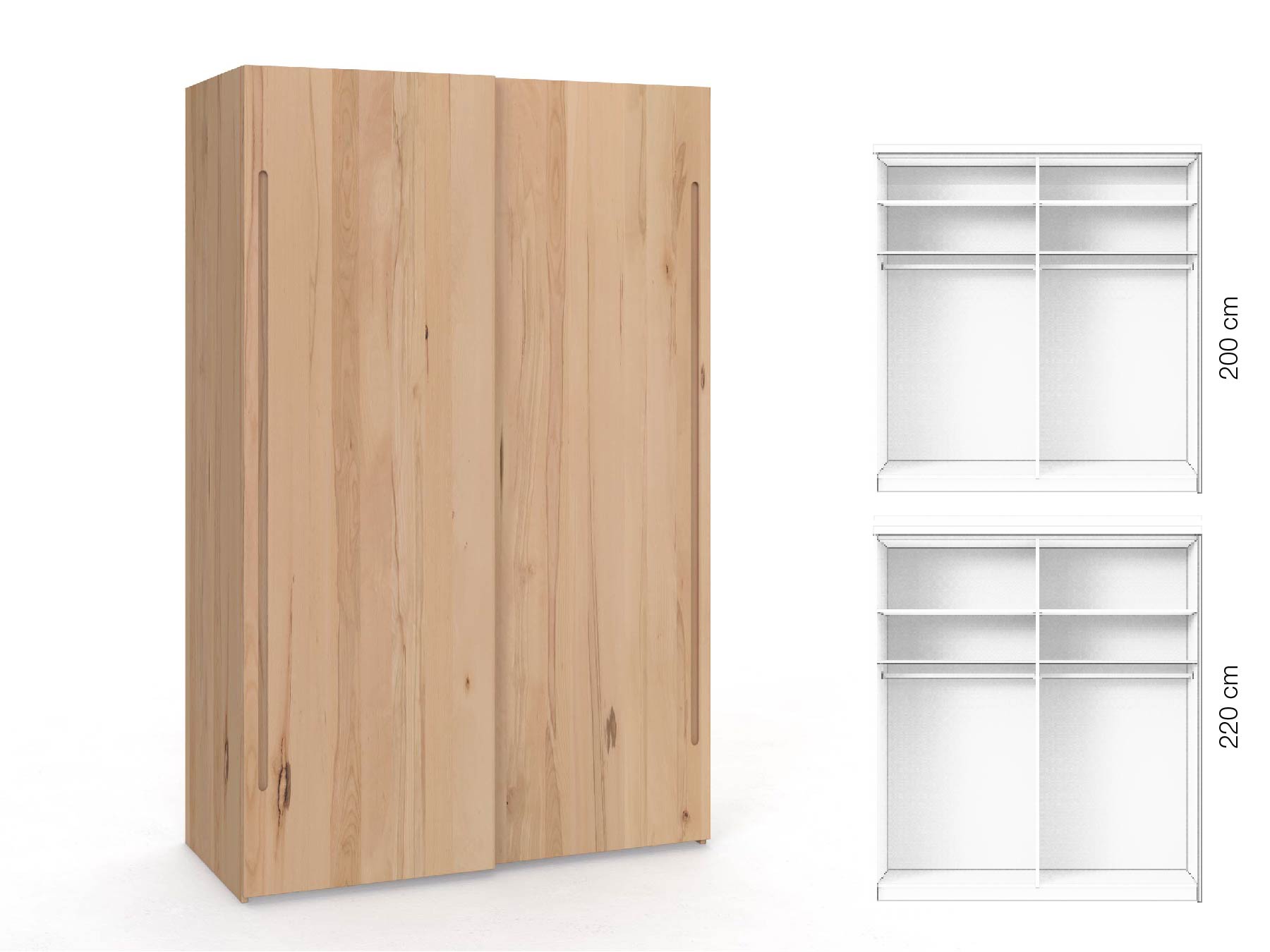 Buchenschrank „Ludwig", 2-türig, Höhe 220 cm, Inneneinrichtung: A, Griff C