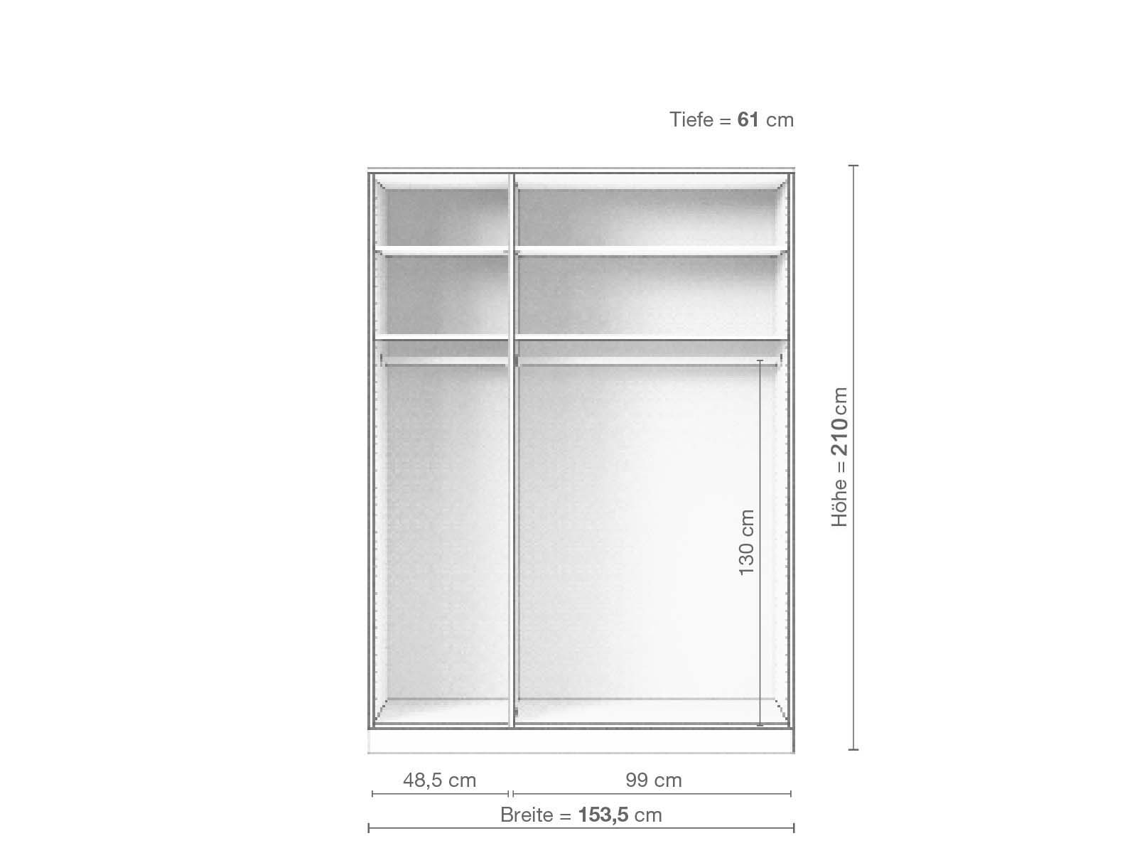 Eschenschrank „Alpenrose“, 3-türig, Höhe 210 cm, Inneneinrichtung A