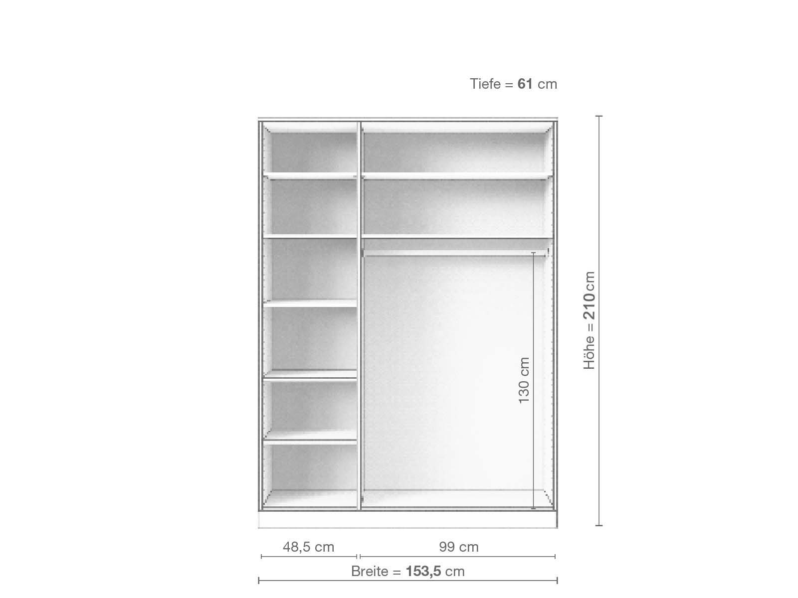 Eschenschrank „Alpenrose“, 3-türig, Höhe 210 cm, Inneneinrichtung B