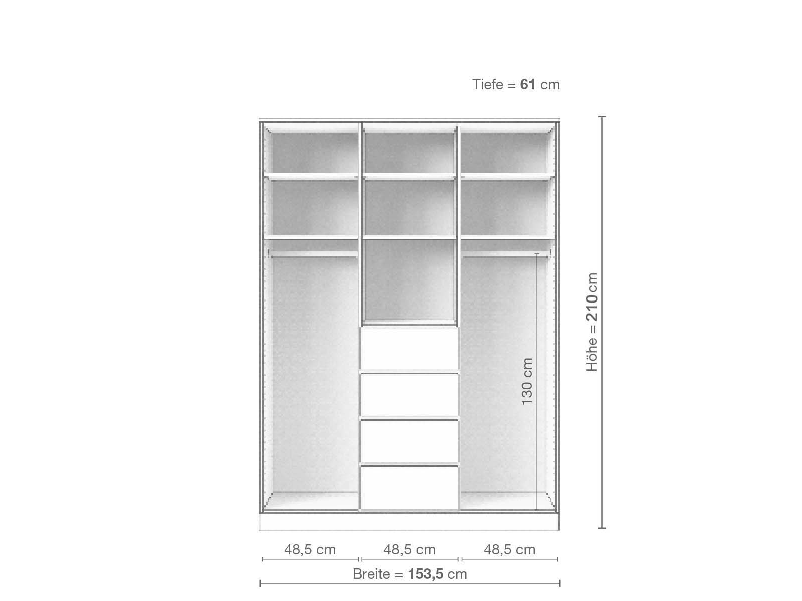 Eschenschrank „Alpenrose“, 3-türig, Höhe 210 cm, Inneneinrichtung E