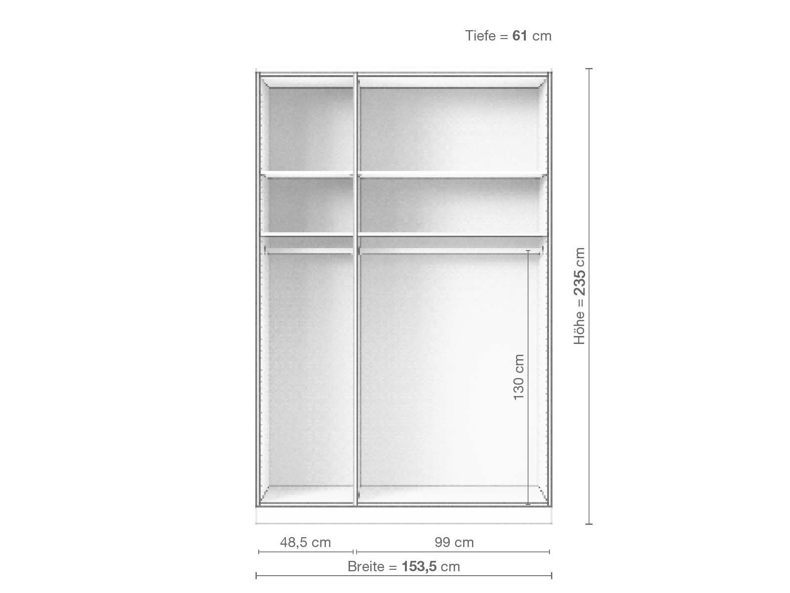 Eschenschrank „Alpenrose“, 3-türig, Höhe 235 cm, Inneneinrichtung A