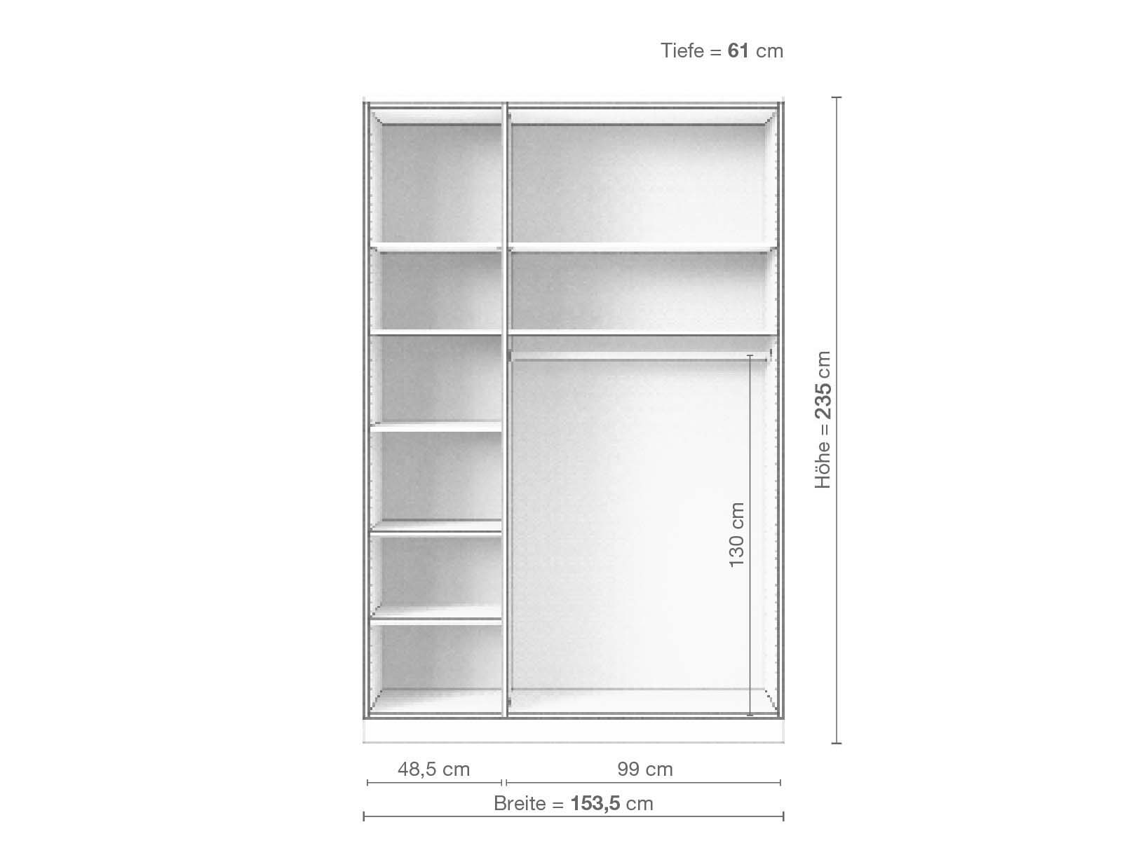 Eschenschrank „Alpenrose“, 3-türig, Höhe 235 cm, Inneneinrichtung B
