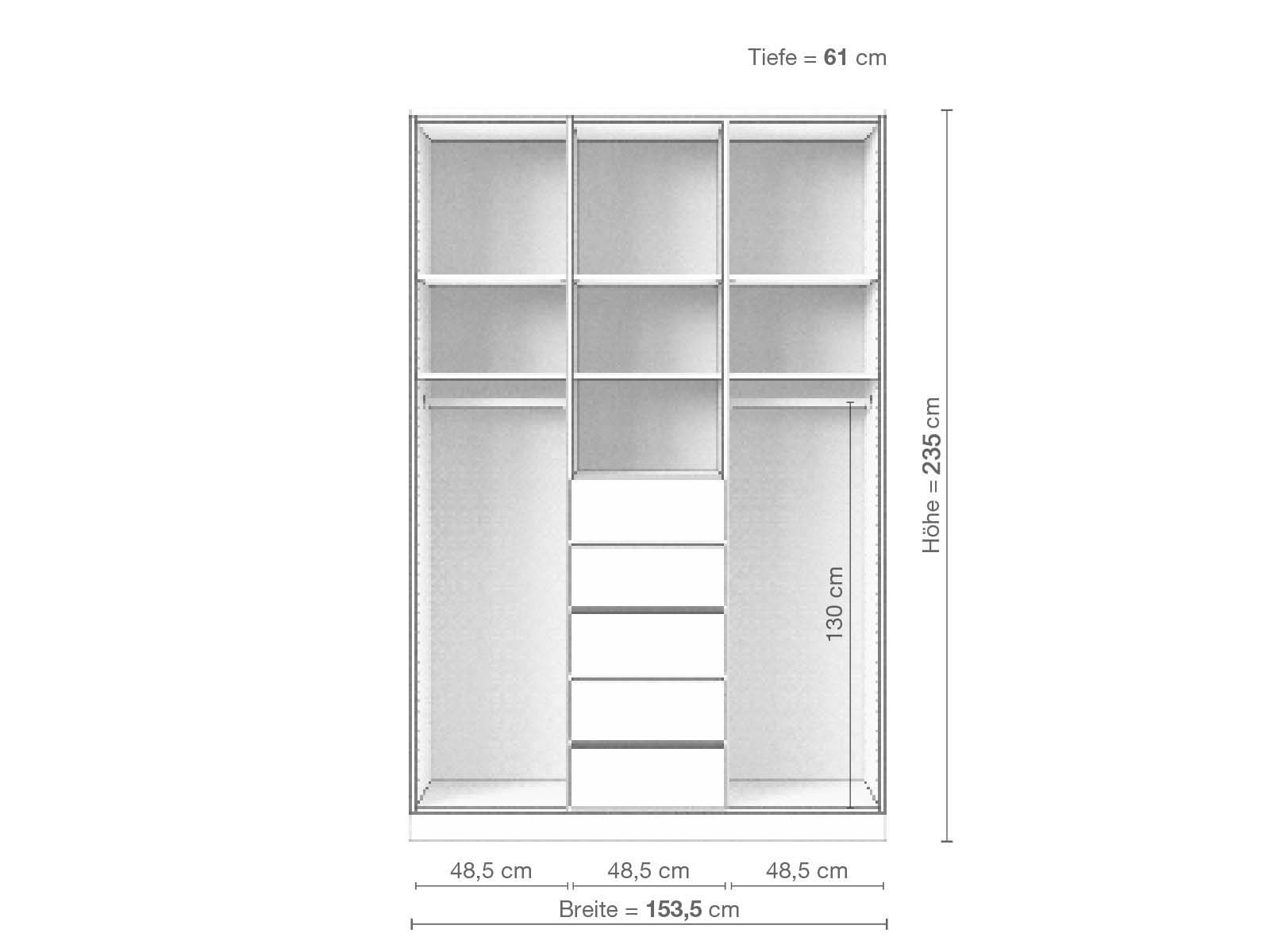 Eschenschrank „Alpenrose“, 3-türig, Höhe 235 cm, Inneneinrichtung E