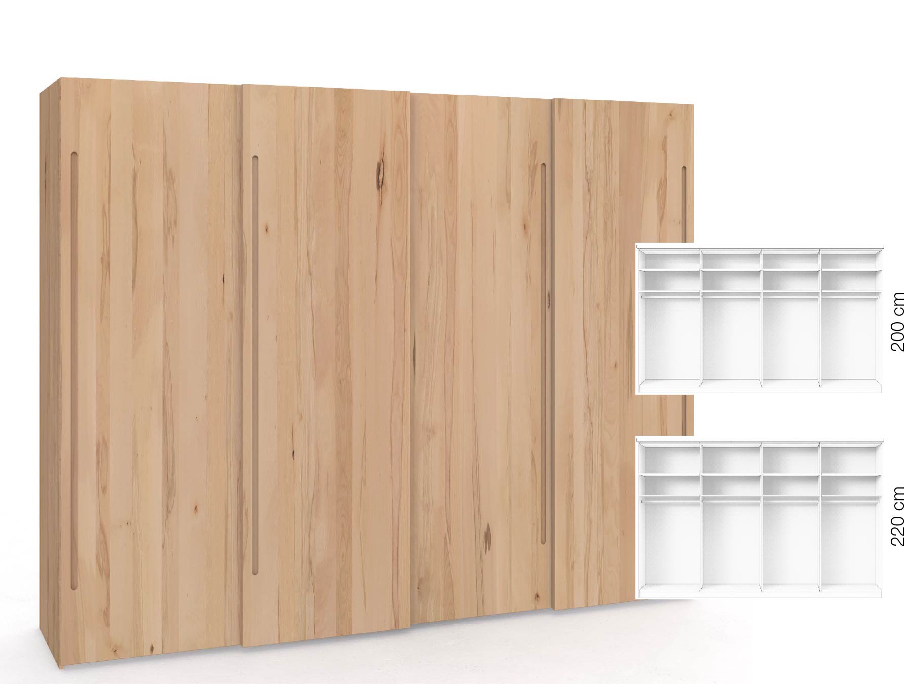 Buchenschrank „Ludwig", 4-türig, Höhe 220 cm, Inneneinrichtung: A, Griff C