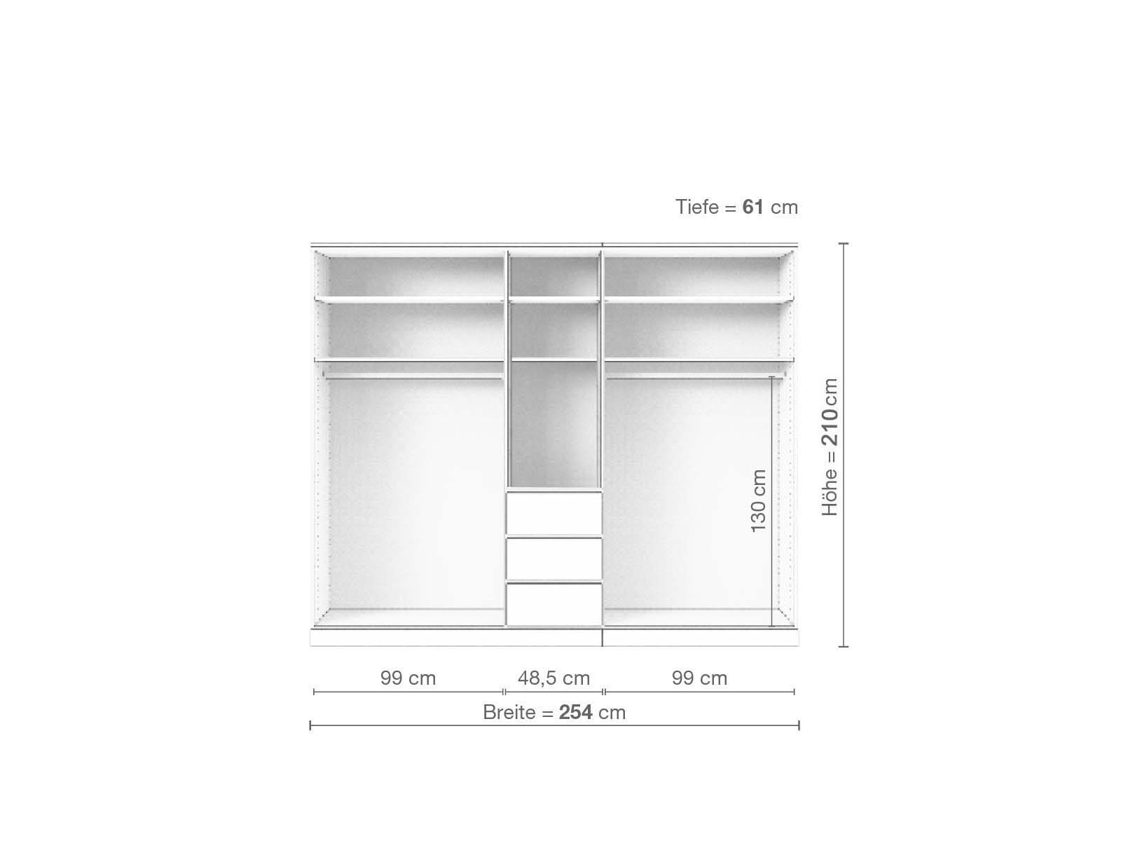 Buchenschrank „Enzian“, 5-türig, Höhe 210 cm, Inneneinrichtung E
