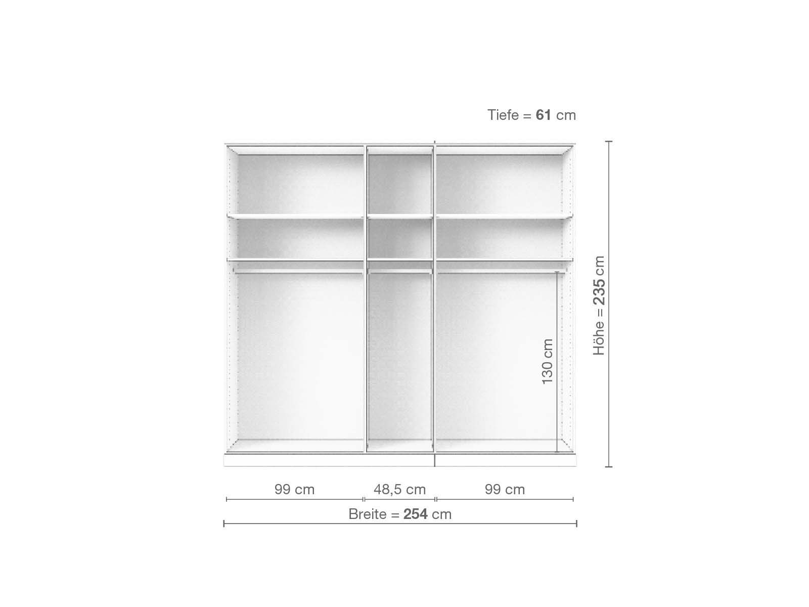Buchenschrank „Enzian“, 5-türig, Höhe 235 cm, Inneneinrichtung A