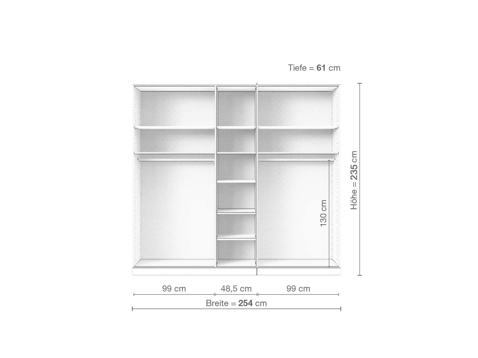 Buchenschrank „Enzian“, 5-türig, Höhe 235 cm, Inneneinrichtung B
