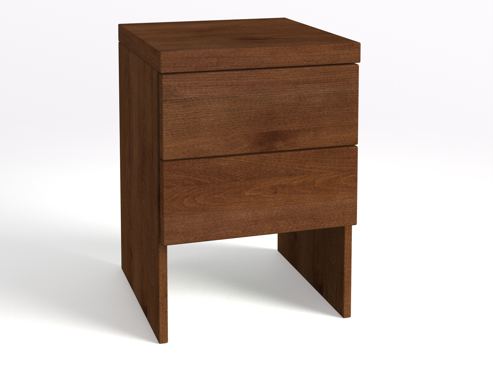 Nachttisch Buche Dunkel „Aaron“ in Boxspringhöhe, mit 2 Schubladen
