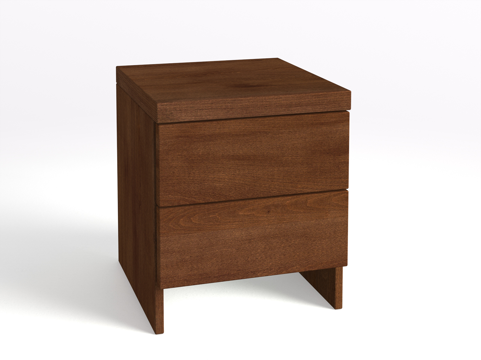 Nachttisch Buche Dunkel „Aaron“ in Komforthöhe, mit 2 Schubladen