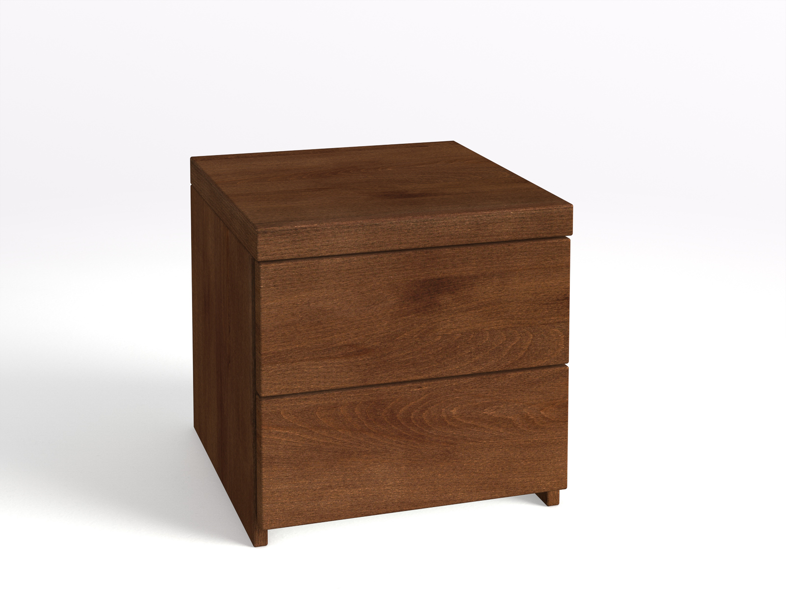 Nachttisch Buche Dunkel „Aaron“ in Standardhöhe, mit 2 Schubladen