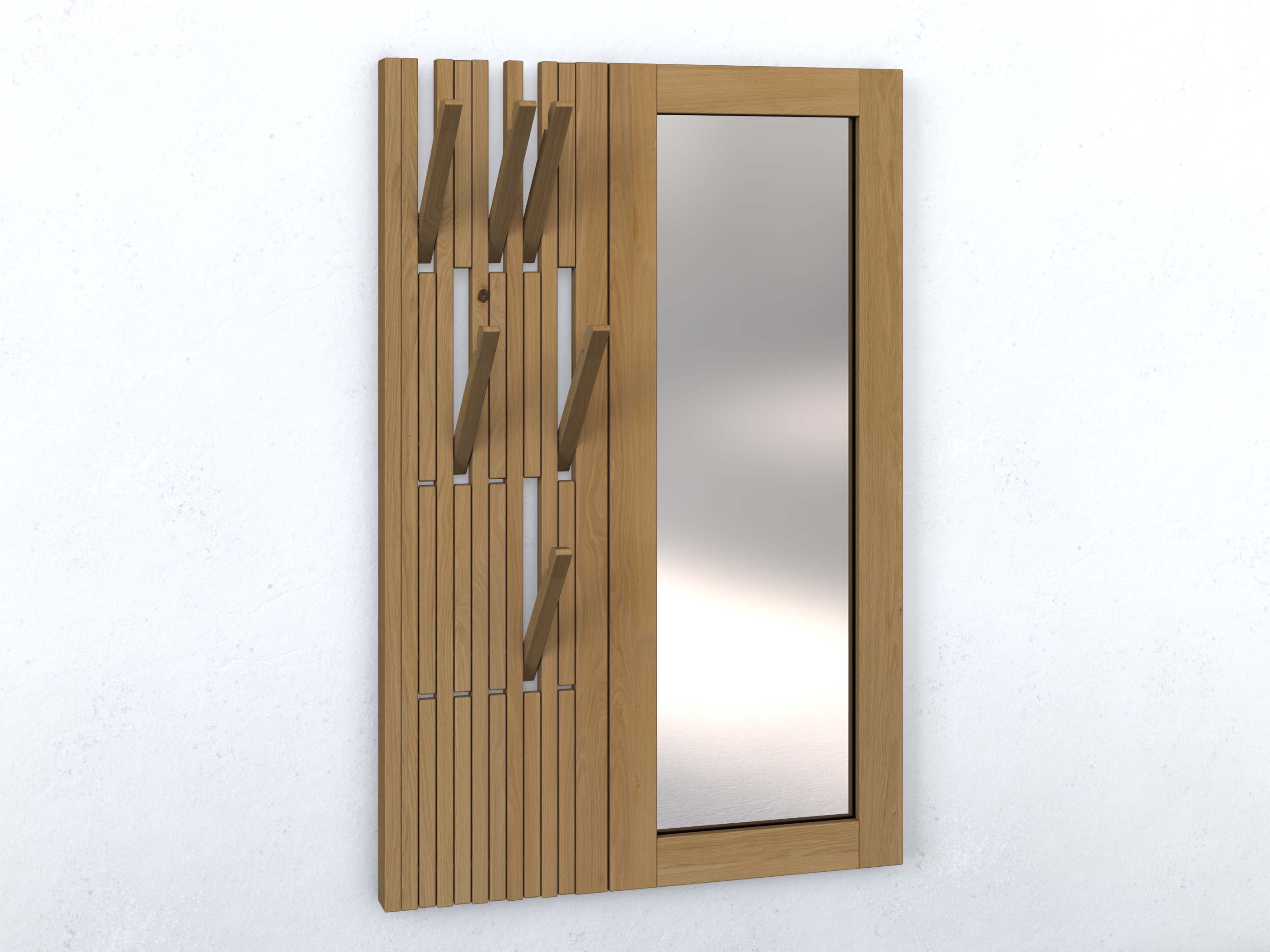 Garderobe „Agnes“ aus Eiche Hell mit Spiegel rechts