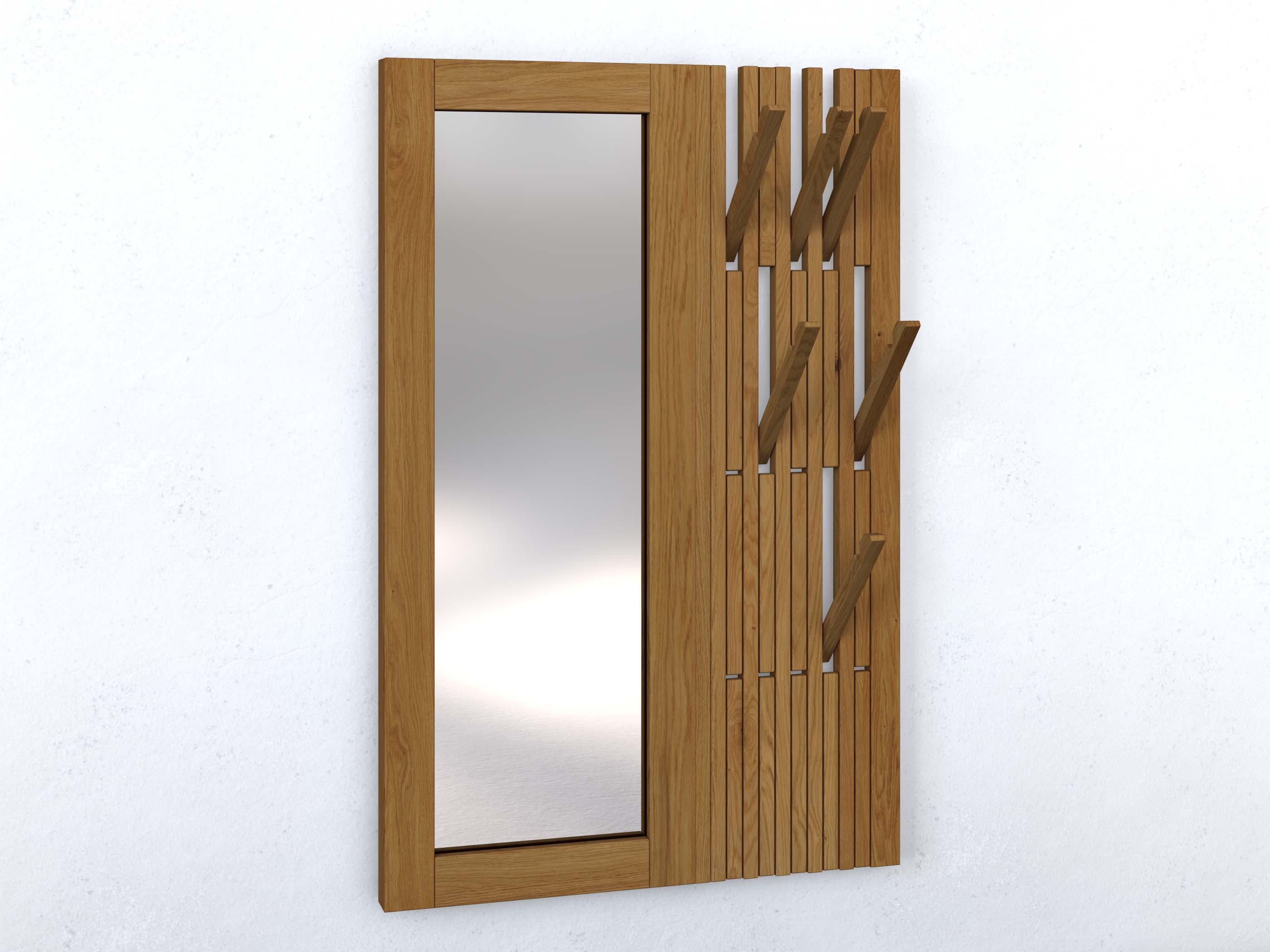 Garderobe „Agnes“ aus Eiche mit Spiegel links