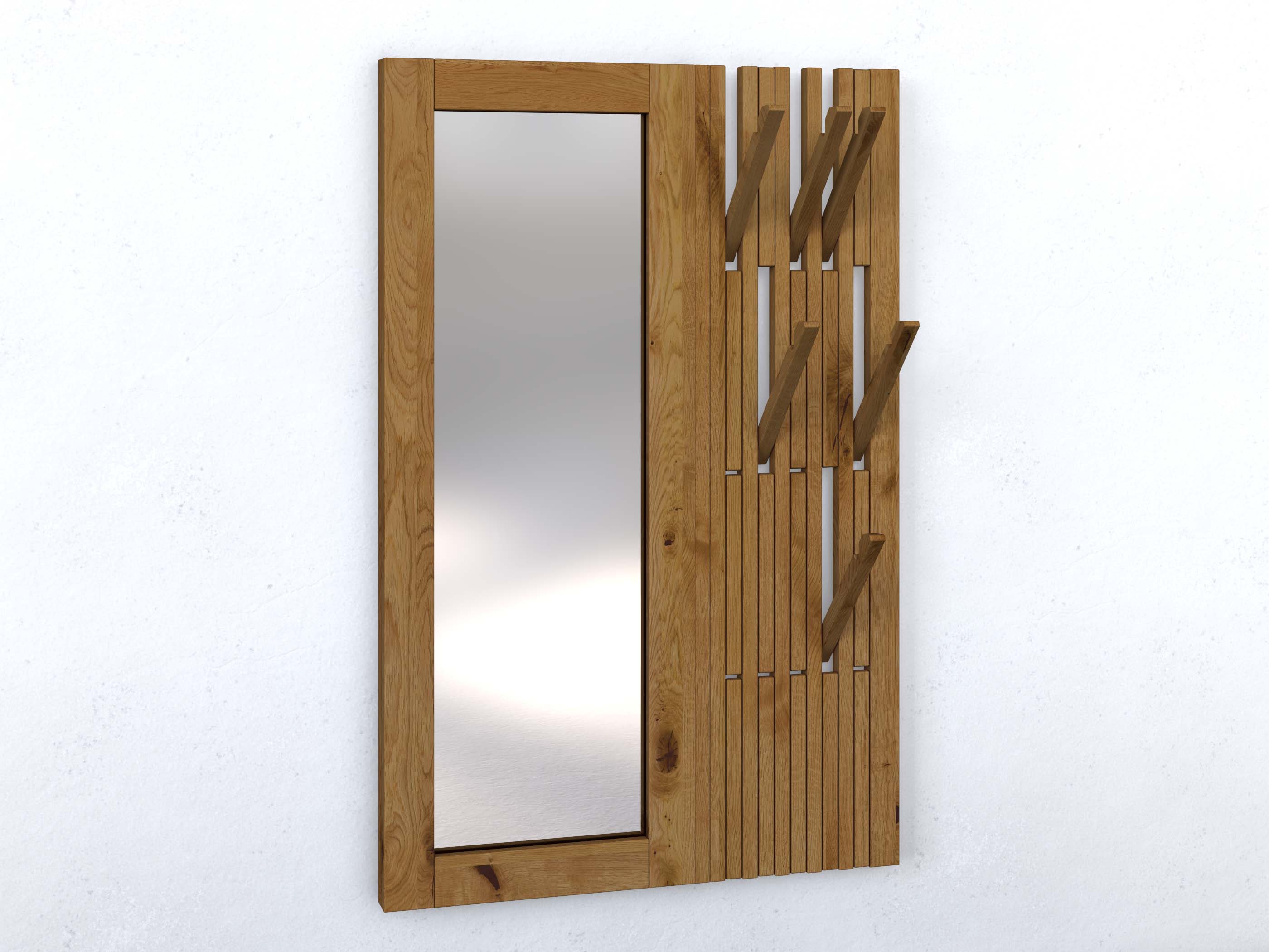 Wildeichengarderobe "Agnes" mit Spiegel links