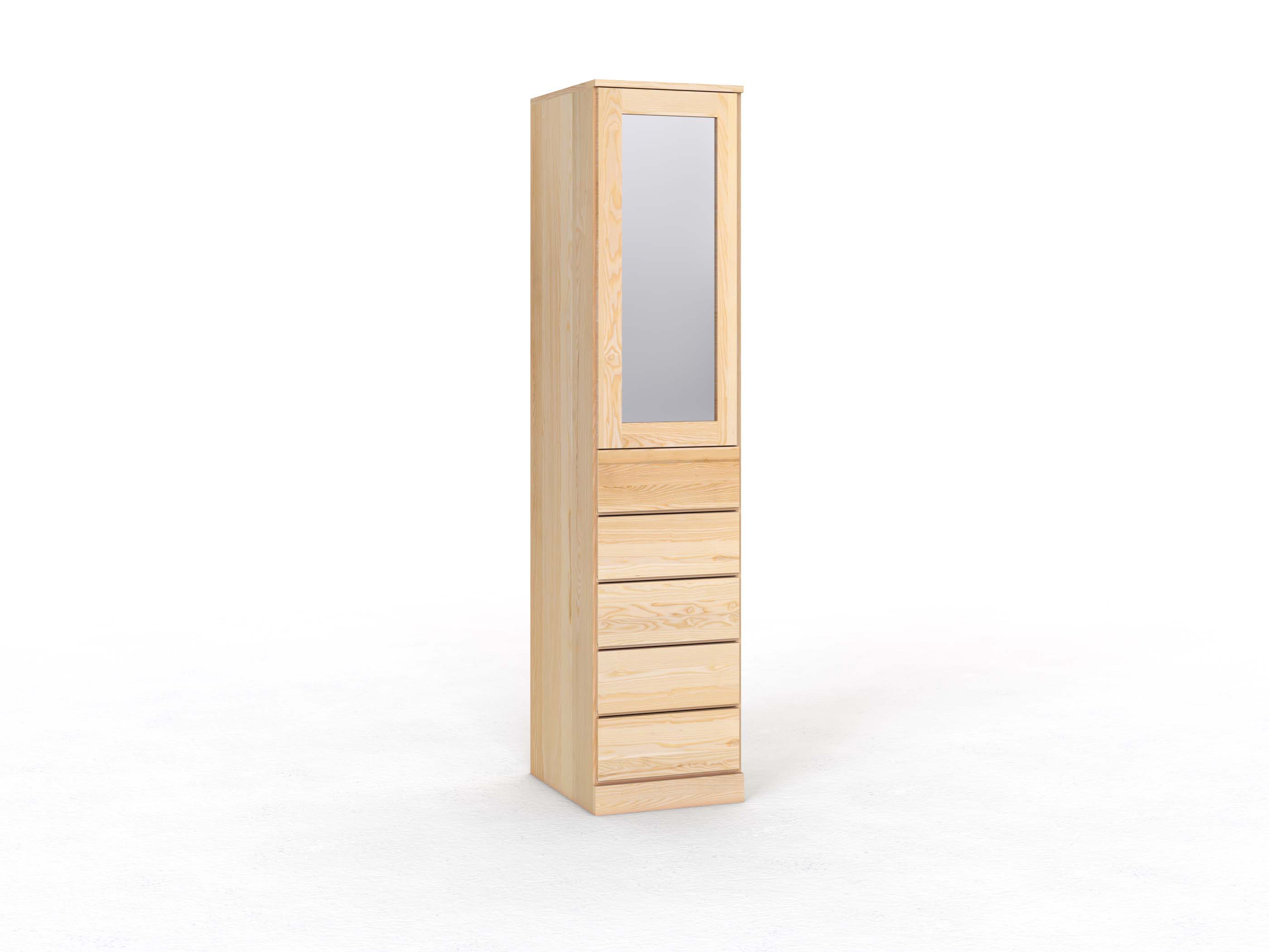 Eschenschrank „Alpenrose“, 1-türig, Höhe 235 cm, Griffleiste A („Patrizia"), mit Schubladen, Türanschlag links