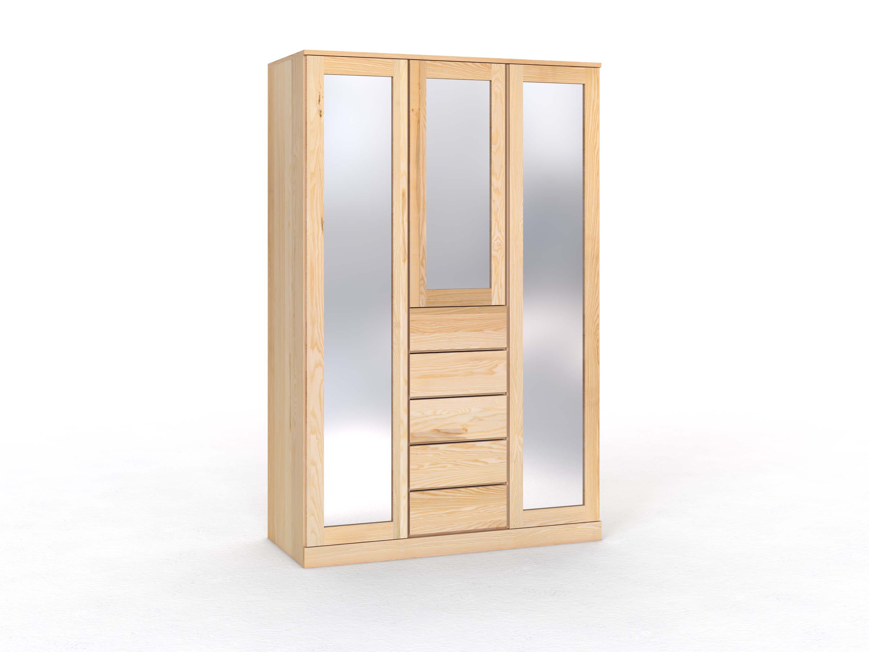 Eschenschrank „Alpenrose“, 3-türig, Höhe 235 cm, Griffleiste A („Patrizia"), mit Schubladen