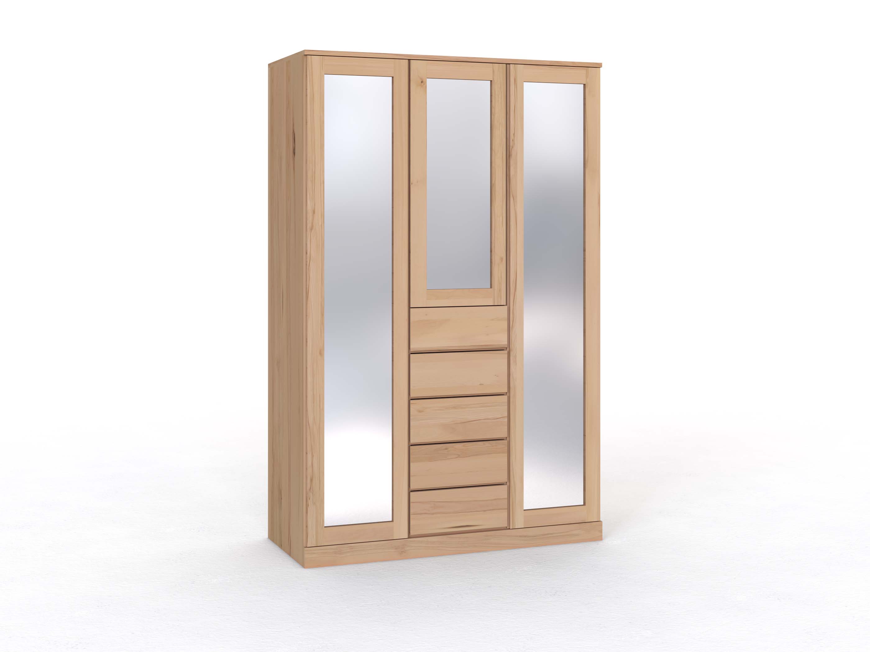 Buchenschrank „Alpenrose“, 3-türig, Höhe 235 cm, Griffleiste A („Patrizia"), mit Schubladen