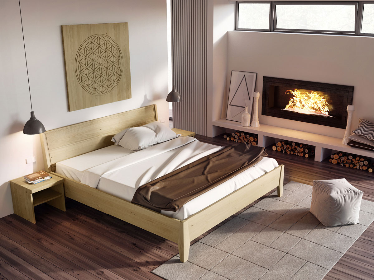 Schlafzimmer mit Bett Kastanie massiv "Andreas" 180 x 200 cm
