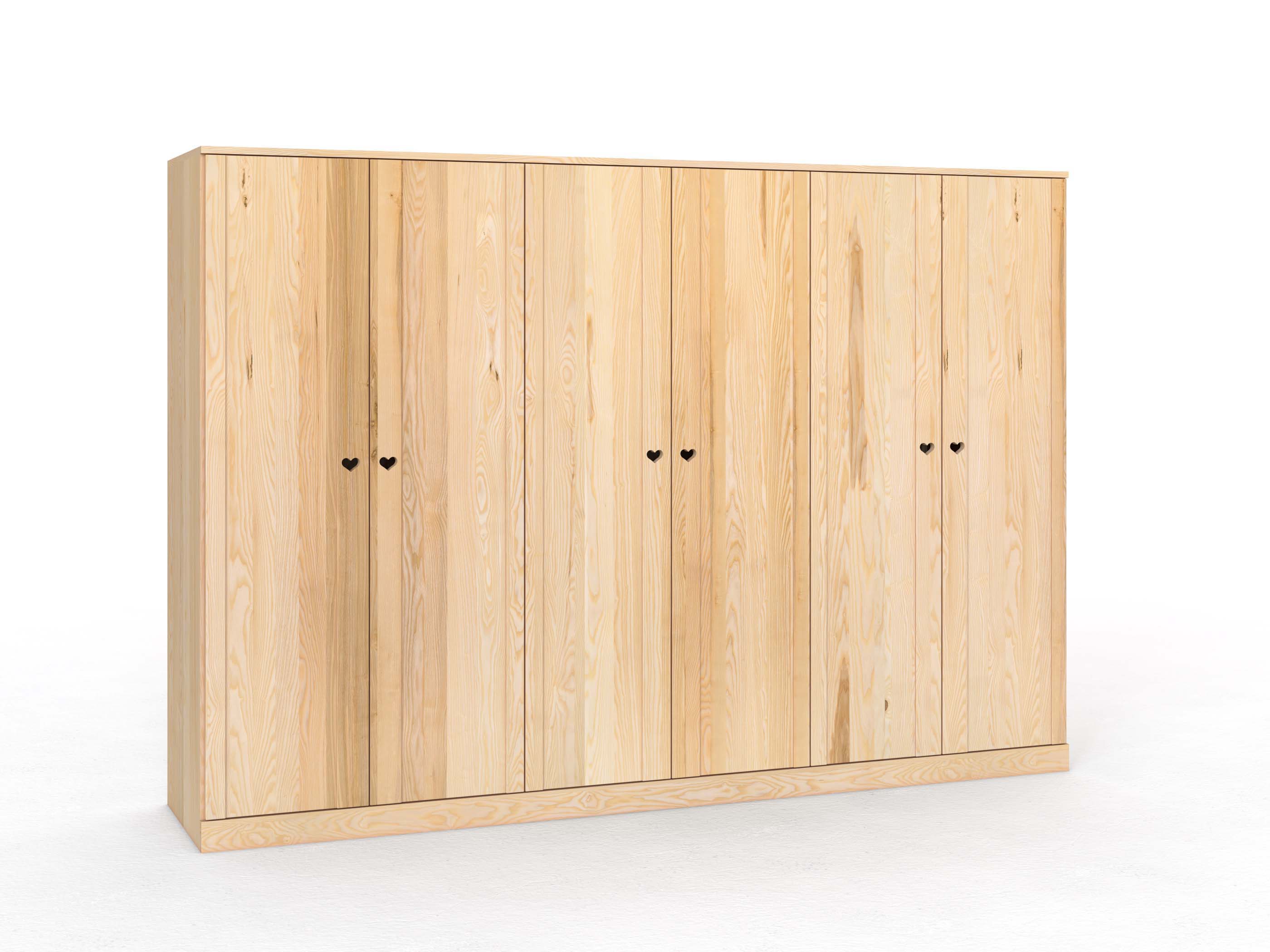 Eschenschrank „Arnika“, 6-türig, Höhe 210 cm, Griffausführung „Heidi“