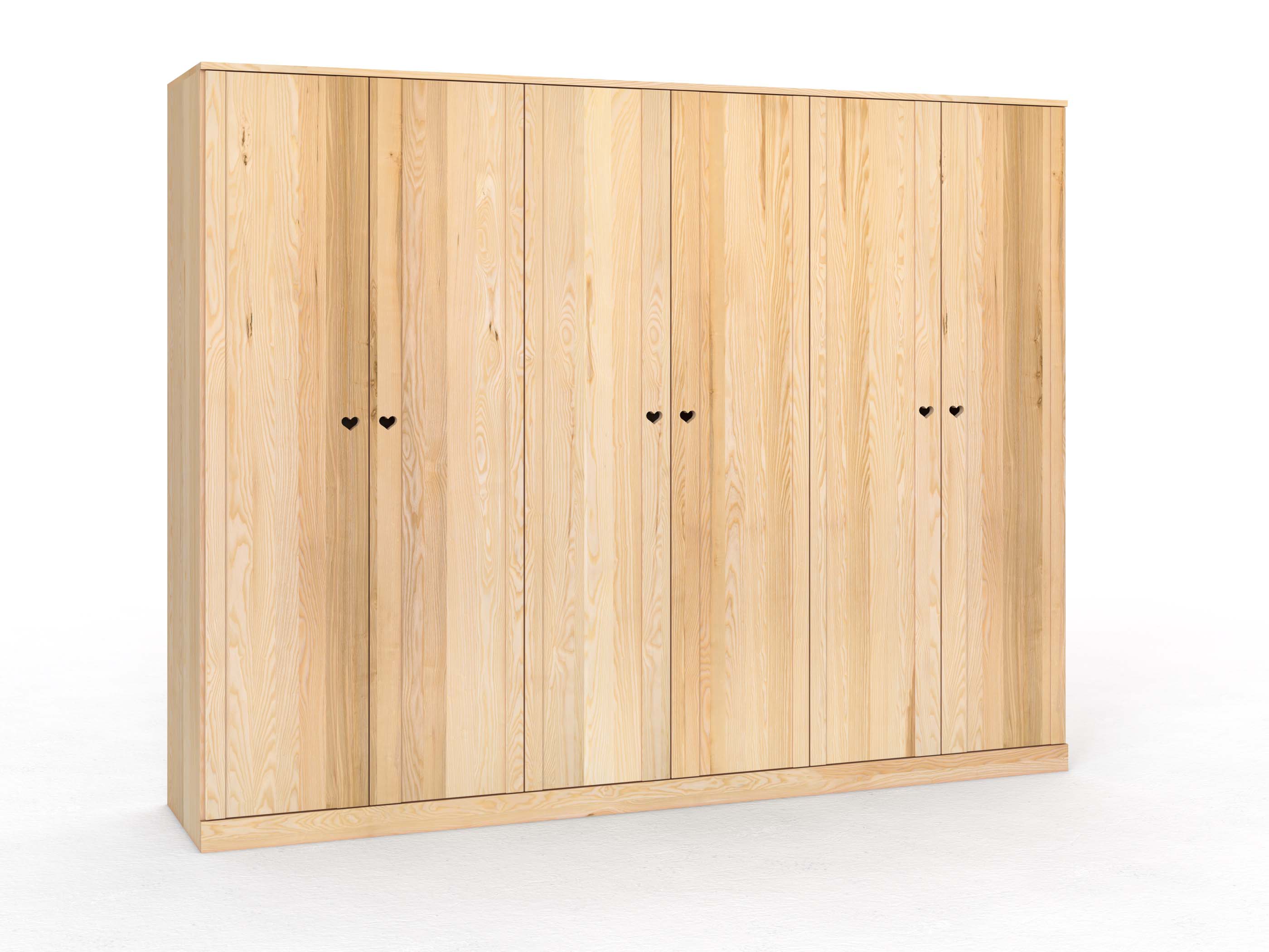 Eschenschrank „Arnika“, 6-türig, Höhe 235 cm, Griffausführung „Heidi“