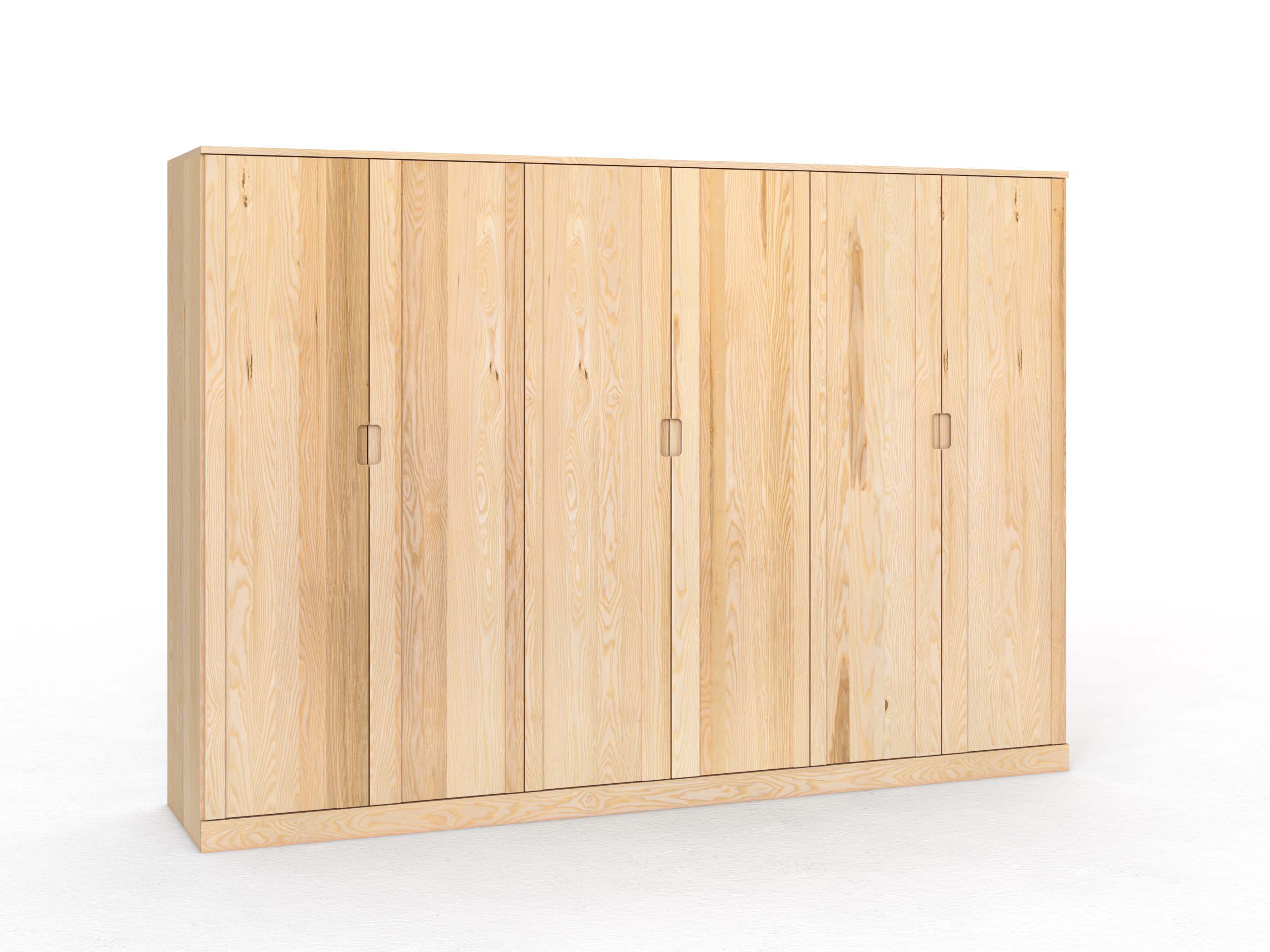 Eschenschrank „Arnika“, 6-türig, Höhe 210 cm, Griffausführung „Lukas“