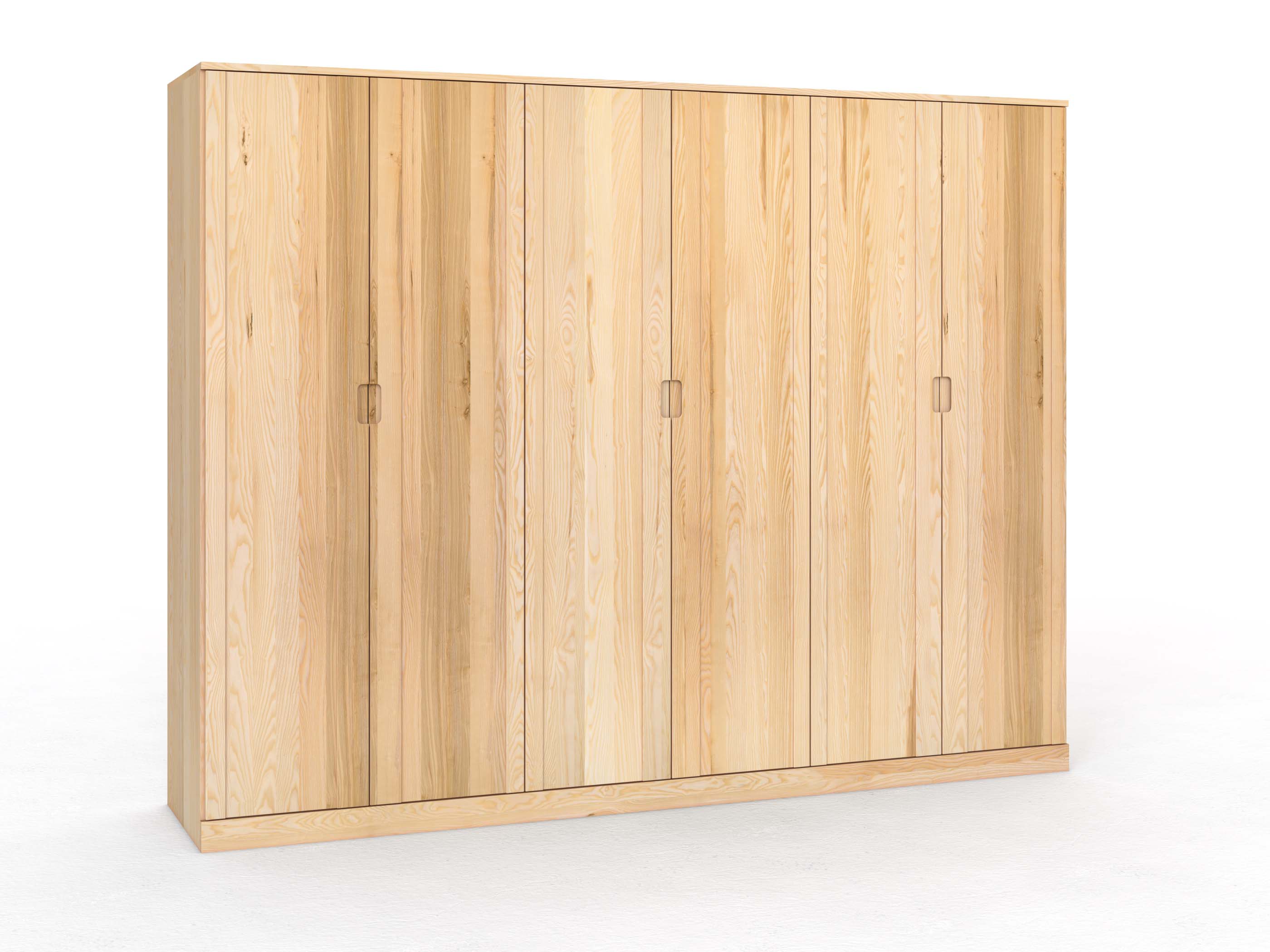 Eschenschrank „Arnika“, 6-türig, Höhe 235 cm, Griffausführung „Lukas“