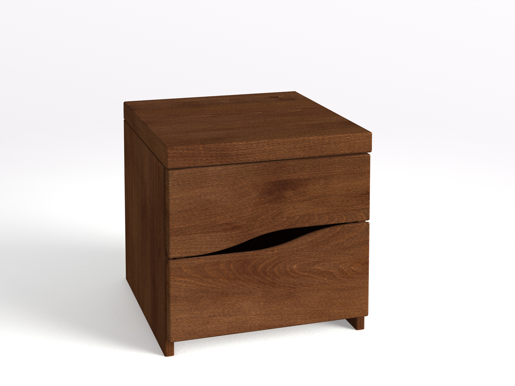 Nachttisch aus Kernbuche Dunkel „Astrid“ mit zwei Schubladen, in Standardhöhe