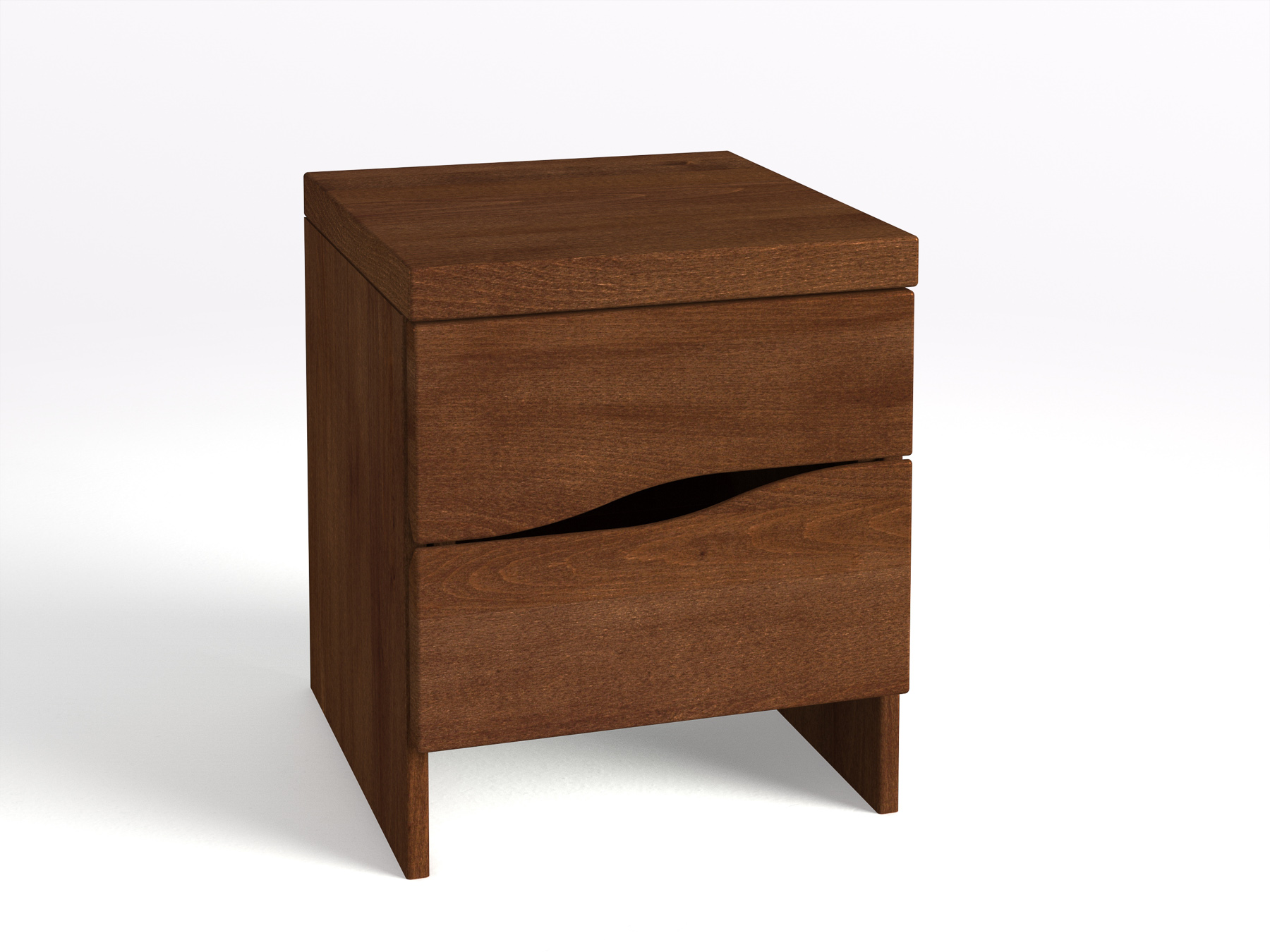 Nachttisch aus Kernbuche Dunkel „Astrid“ mit zwei Schubladen, in Komforthöhe
