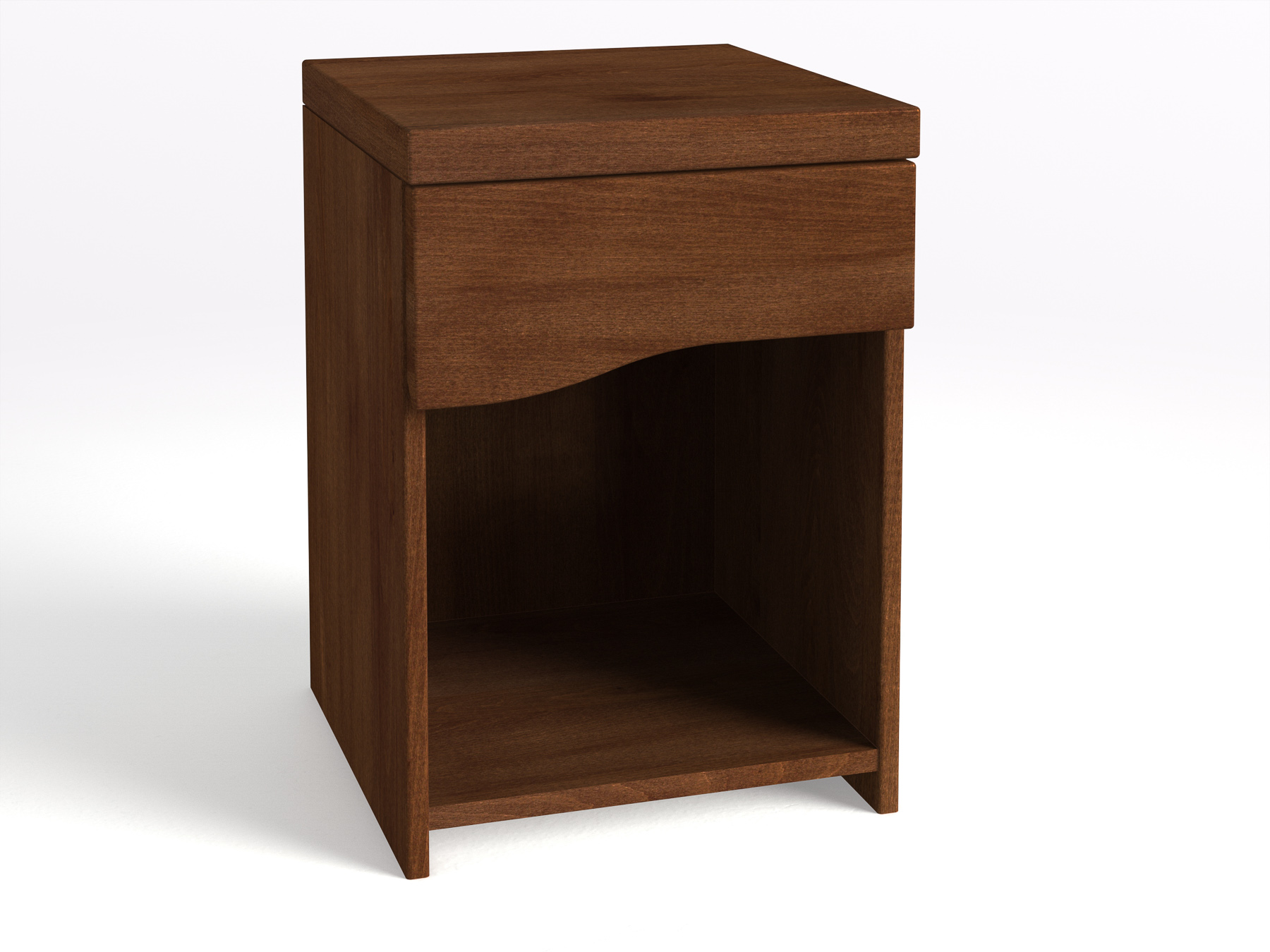 Nachttisch „Astrid“ aus Kernbuche Dunkel in Boxspringhöhe, mit einer Schublade