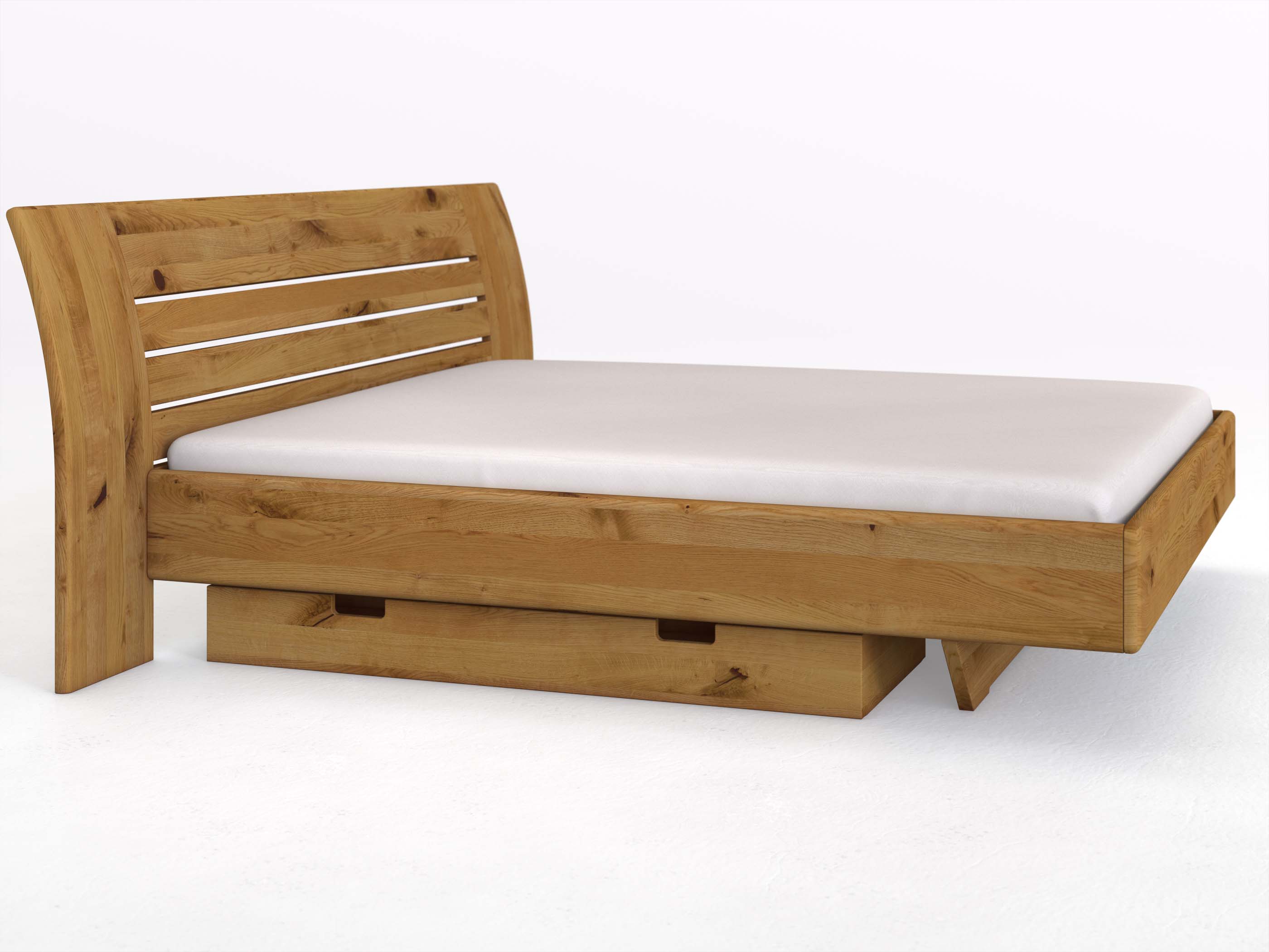 Wildeichenbett „Bea“ in 180 x 200 cm, mit langer Unterbettkommode