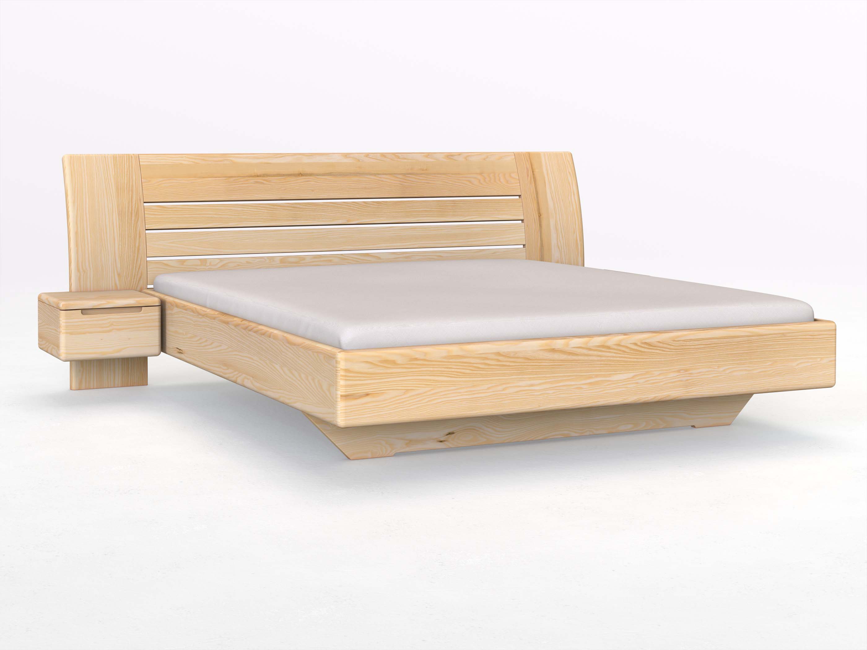 Eschenbett „Bea“ in 180 x 200 cm mit zwei Nachttischen (40 cm) Griff: Griffleiste B