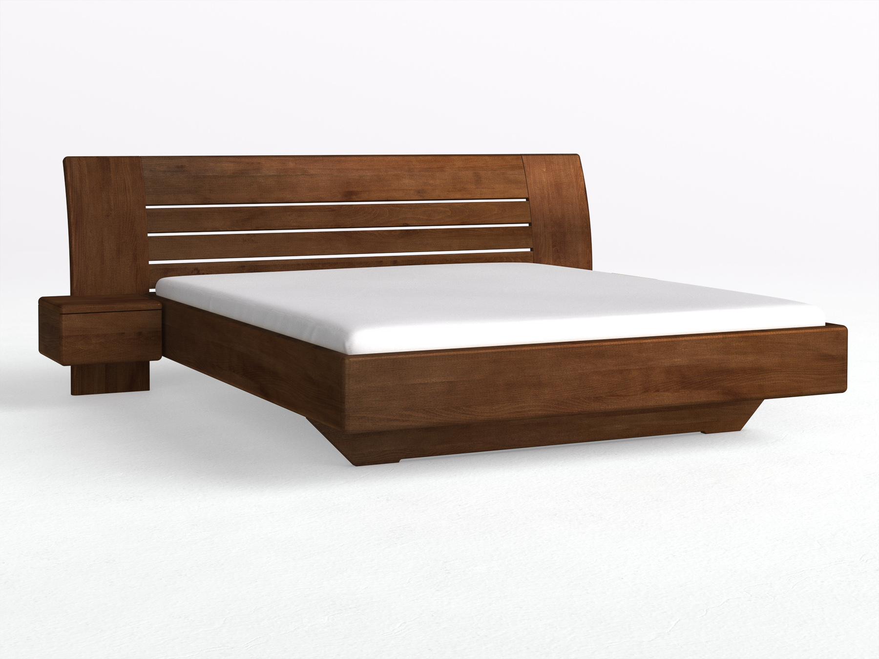 Buchenbett Dunkel „Bea“ in 180 x 200 cm mit zwei Nachttischen (40 cm) Griff: Grifflos