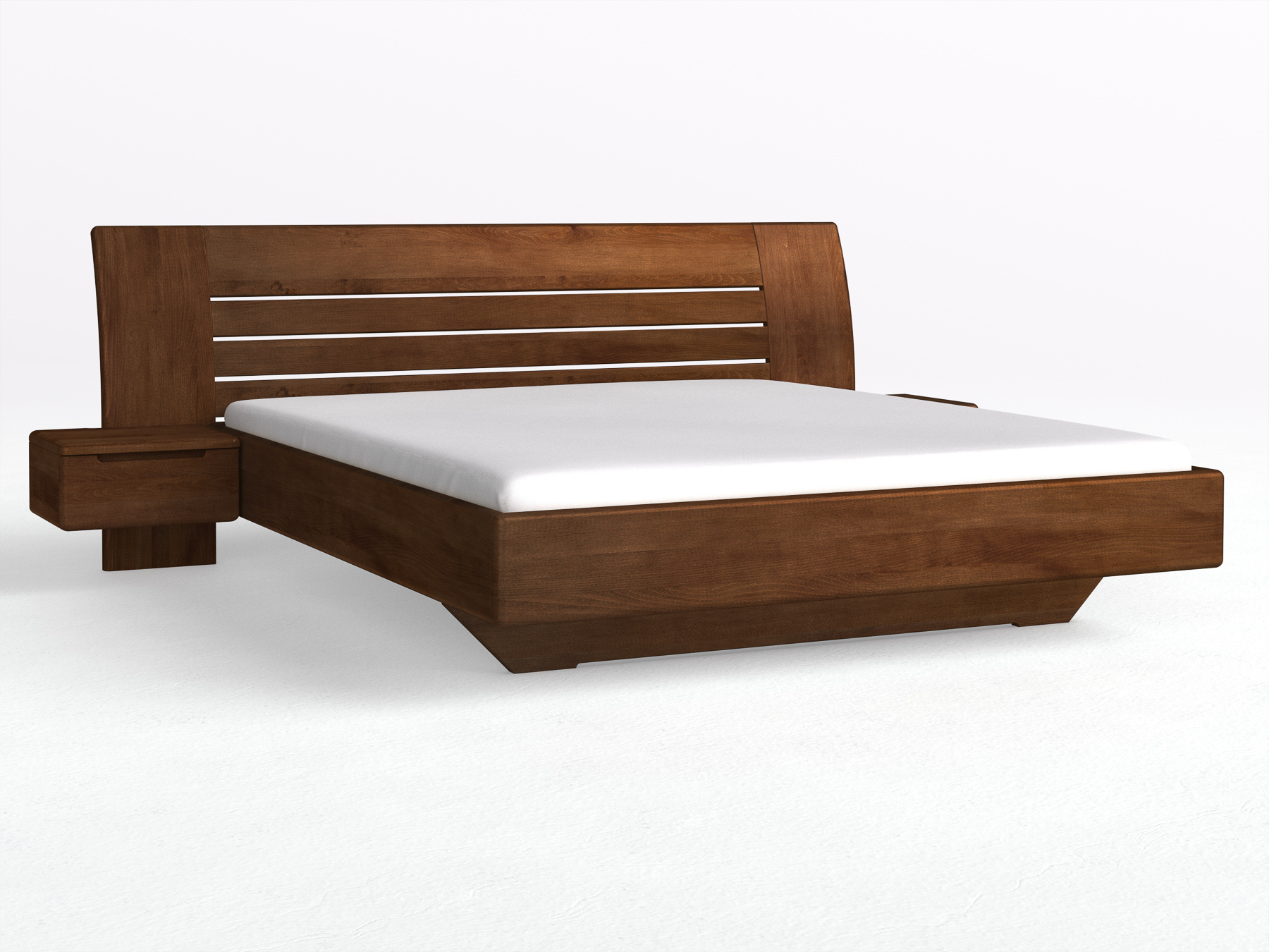 Buchenbett Dunkel „Bea“ in 180 x 200 cm mit zwei Nachttischen (50 cm) Griff: Griffleiste B