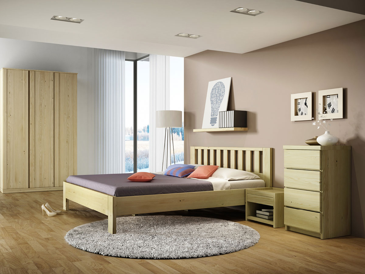 Schlafzimmer mit Kastanienbett „Bernhard“