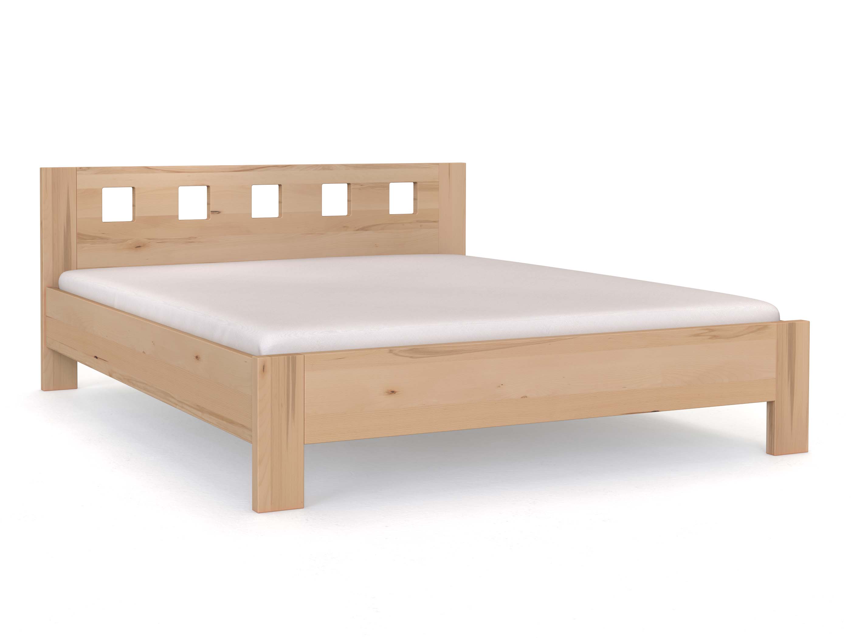 Buchenbett „Bernhard“ in 180 x 200 cm mit Kopfteil „Quadrat“, ohne erhöhtem Fußteil