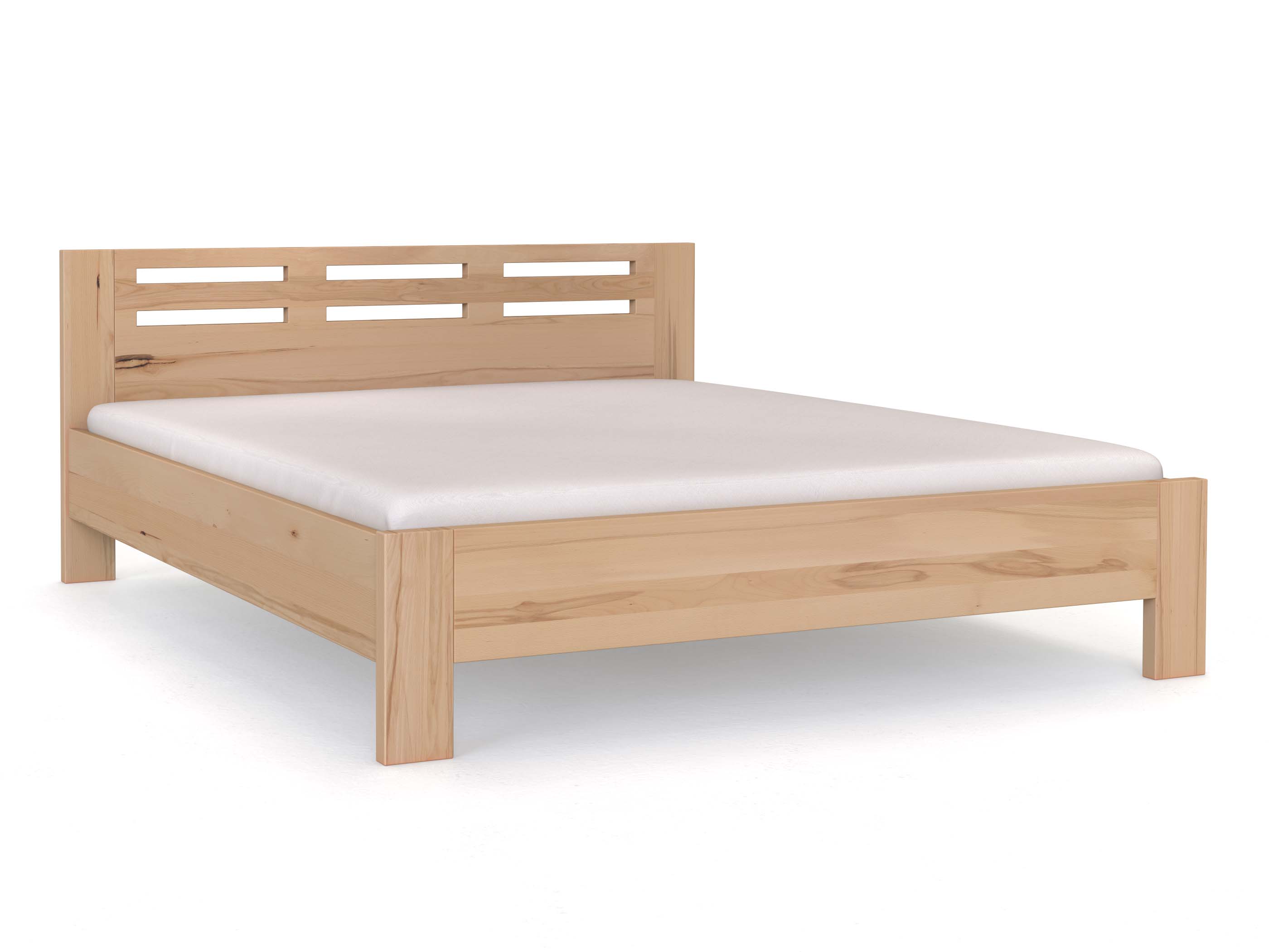 Buchenbett „Bernhard“ in 180 x 200 cm mit Kopfteil „Querbalken“, ohne erhöhtem Fußteil