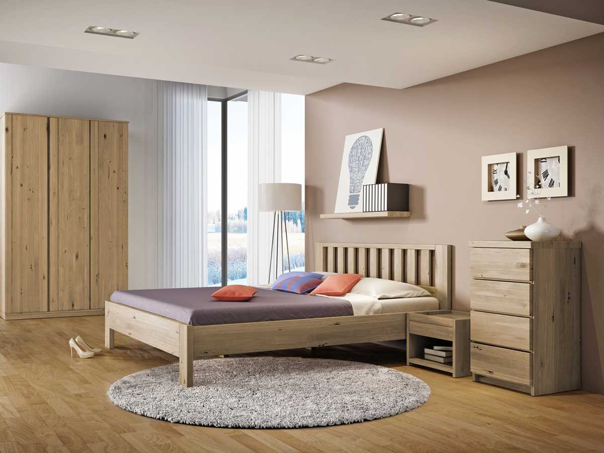 Schlafzimmer mit Wildeichenbett „Bernhard“
