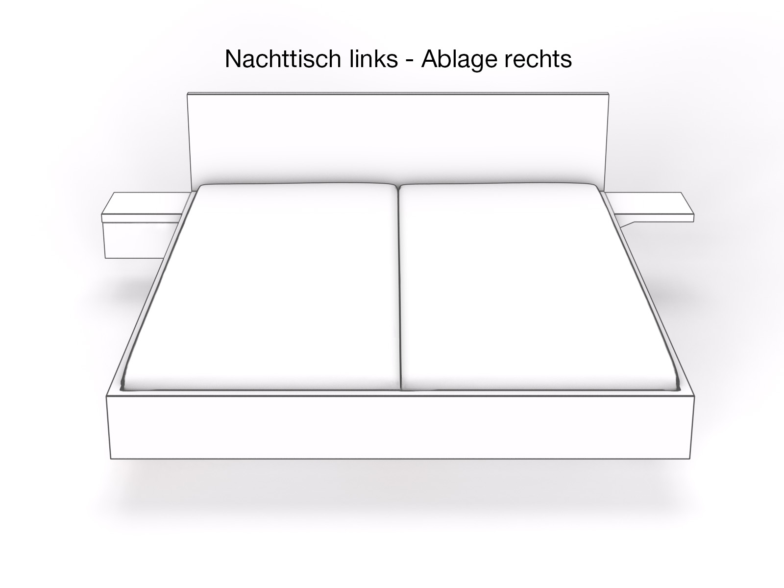 Nachttisch links - Ablage rechts