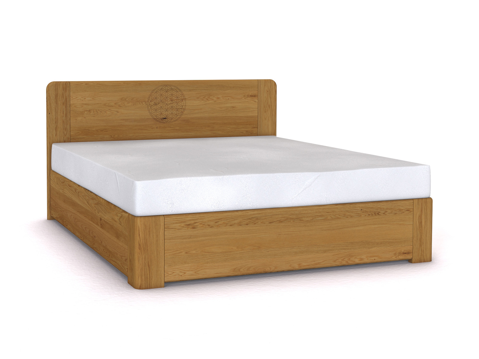 Eichenbett „Niklas“ Boxspring 180 x 200 cm mit Gravur, ohne Unterbettkommode