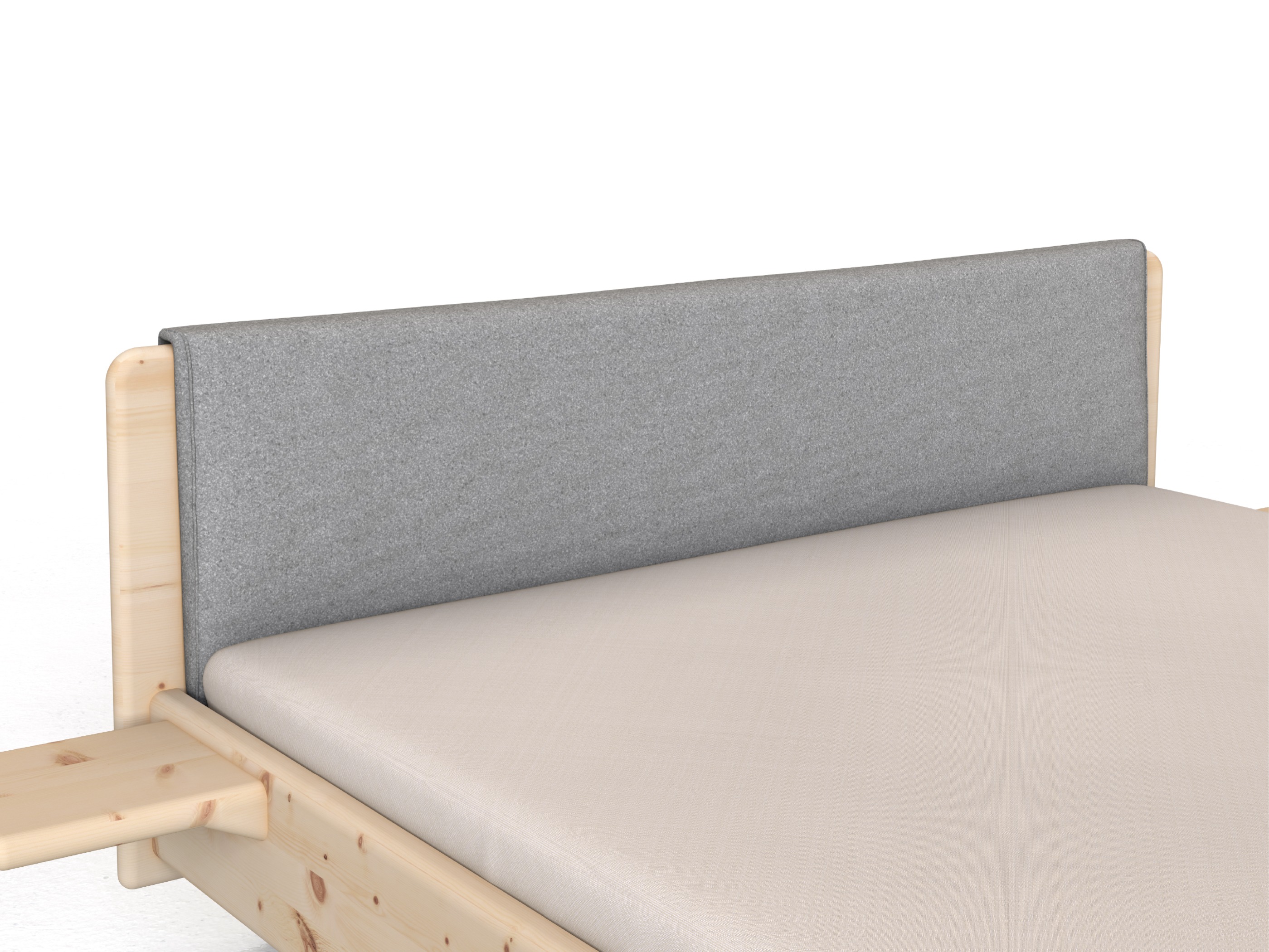 Stoffkopfteil „Charlotte" für ein Bett, Design: gerade einteilig - Stoff: Schafschurwolle „Loden“ in der Farbe Nebelgrau
